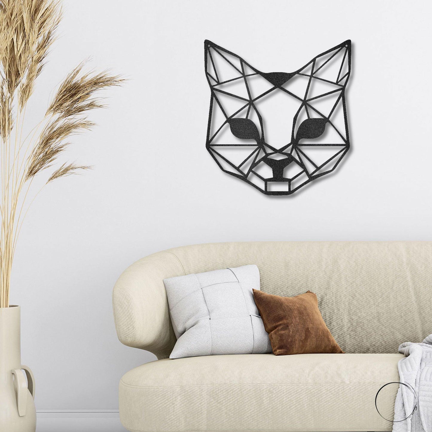 Cat Geometric Indoor Outdoor Steel Wall Sign - Mallard Moon Gift Shop