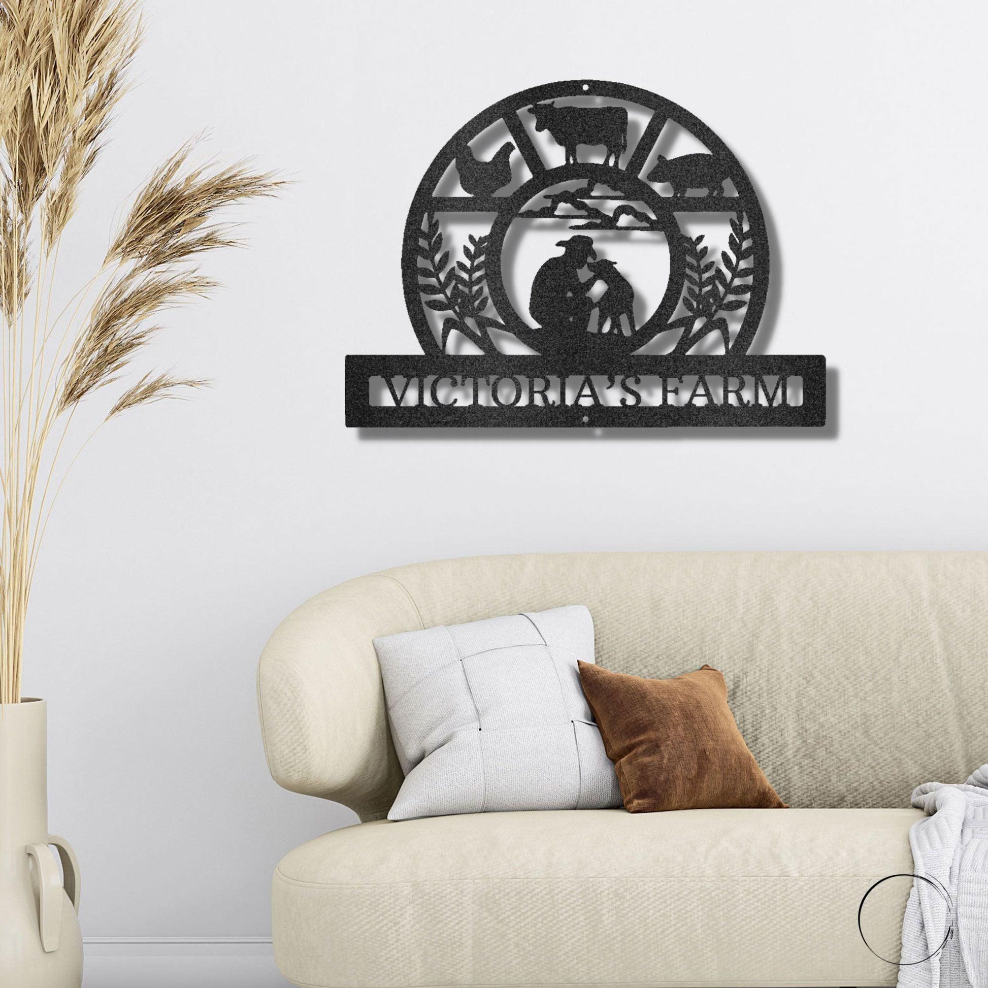 Wheat Field Farm Personalized Name Indoor Outdoor Steel Wall Sign - Mallard Moon Gift Shop