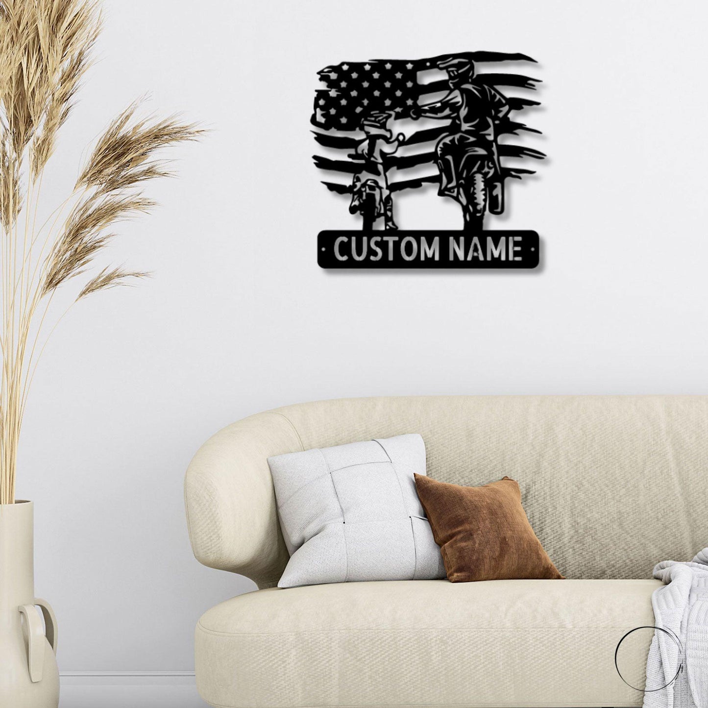 American Motocross Family Monogram Indoor Outdoor Steel Wall Sign - Mallard Moon Gift Shop