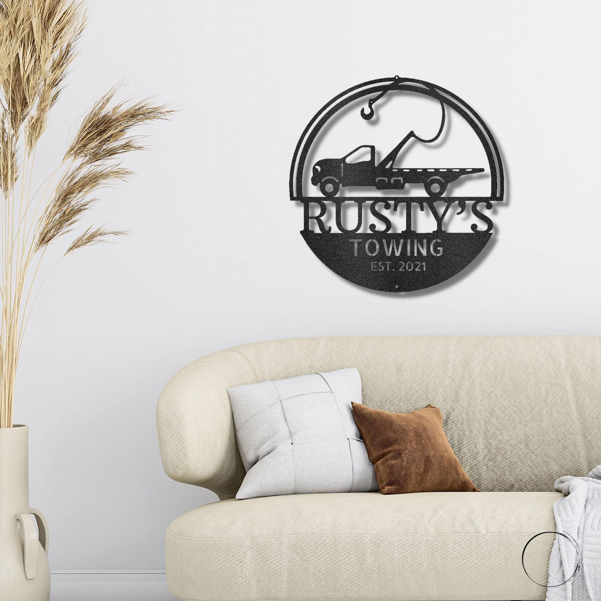 Tow Truck Custom Name Indoor Outdoor Steel Wall Sign - Mallard Moon Gift Shop