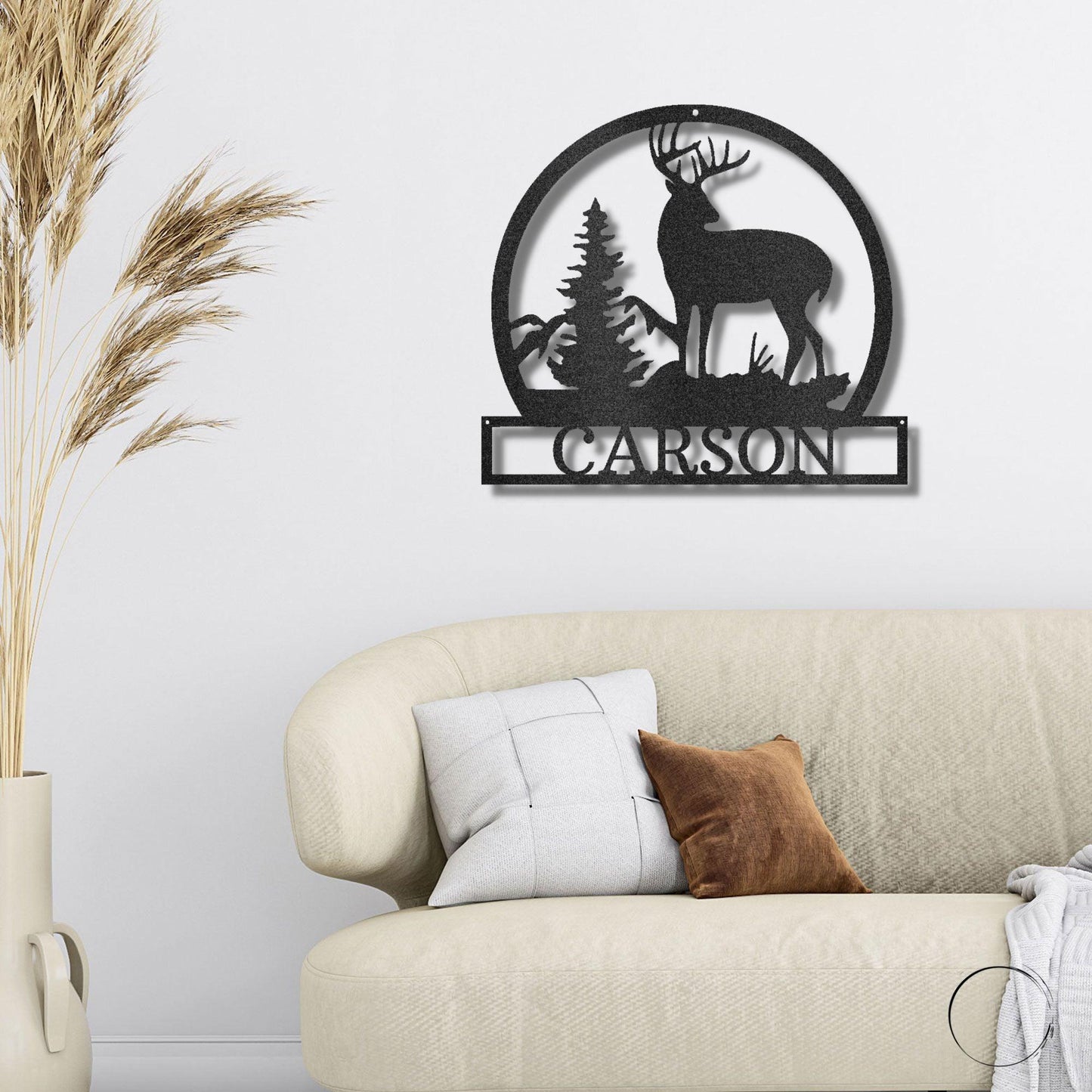 Deer Buck Mountain Scene Custom Name Metal Art Wall Sign - Mallard Moon Gift Shop