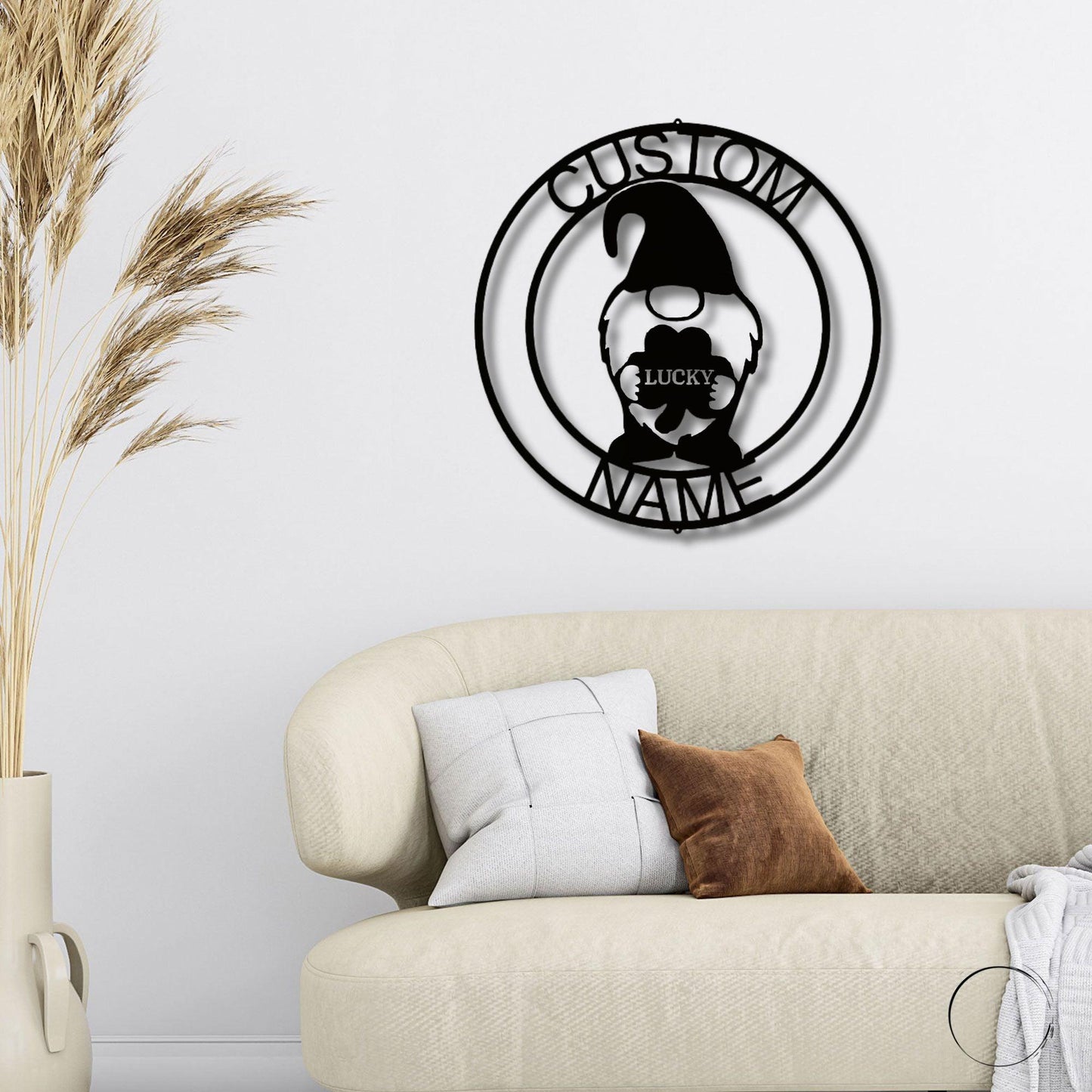 Gnome Lucky St. Patrick's Day Custom Name Metal Art Wall Sign Home Decor - Mallard Moon Gift Shop