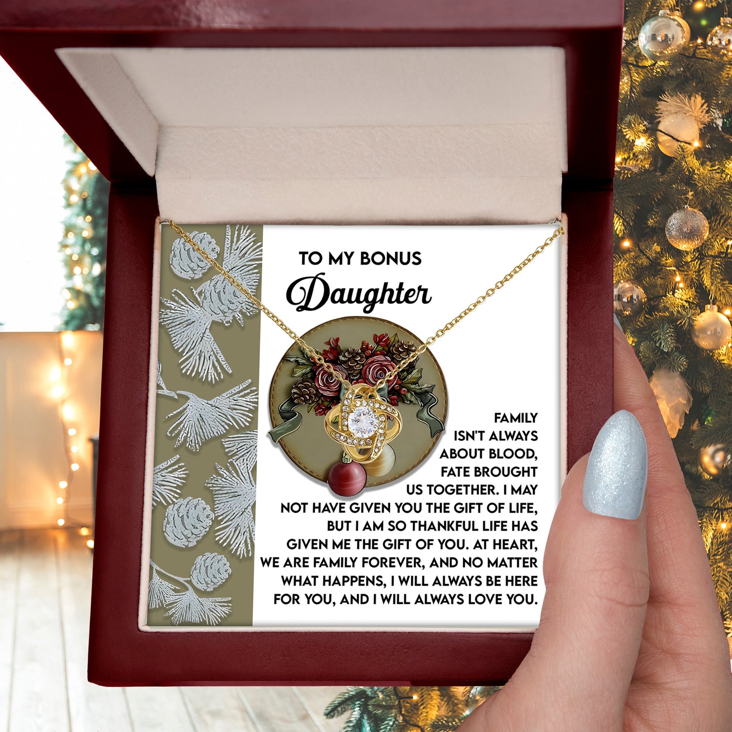 Gift for Bonus Daughter - Gift Of You - Love Knot Pendant Necklace - Mallard Moon Gift Shop