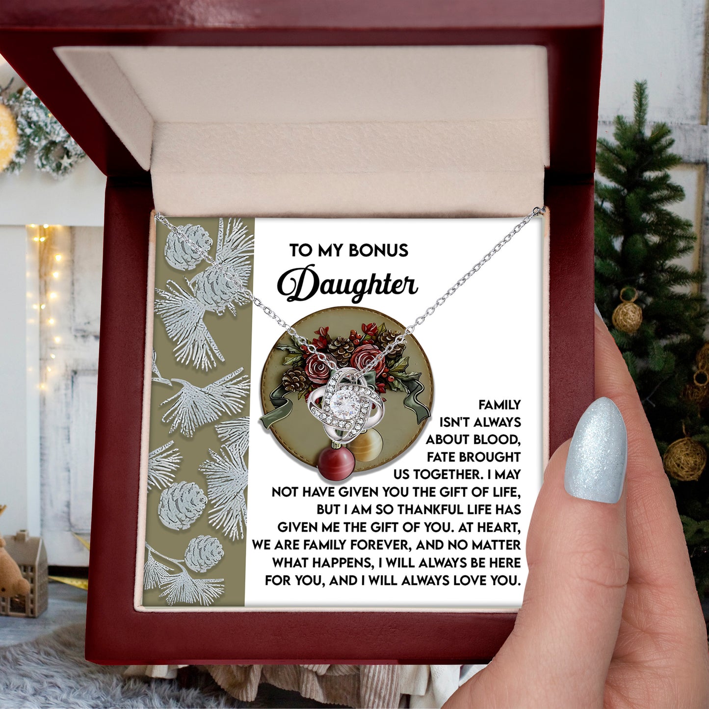 Gift for Bonus Daughter - Gift Of You - Love Knot Pendant Necklace - Mallard Moon Gift Shop
