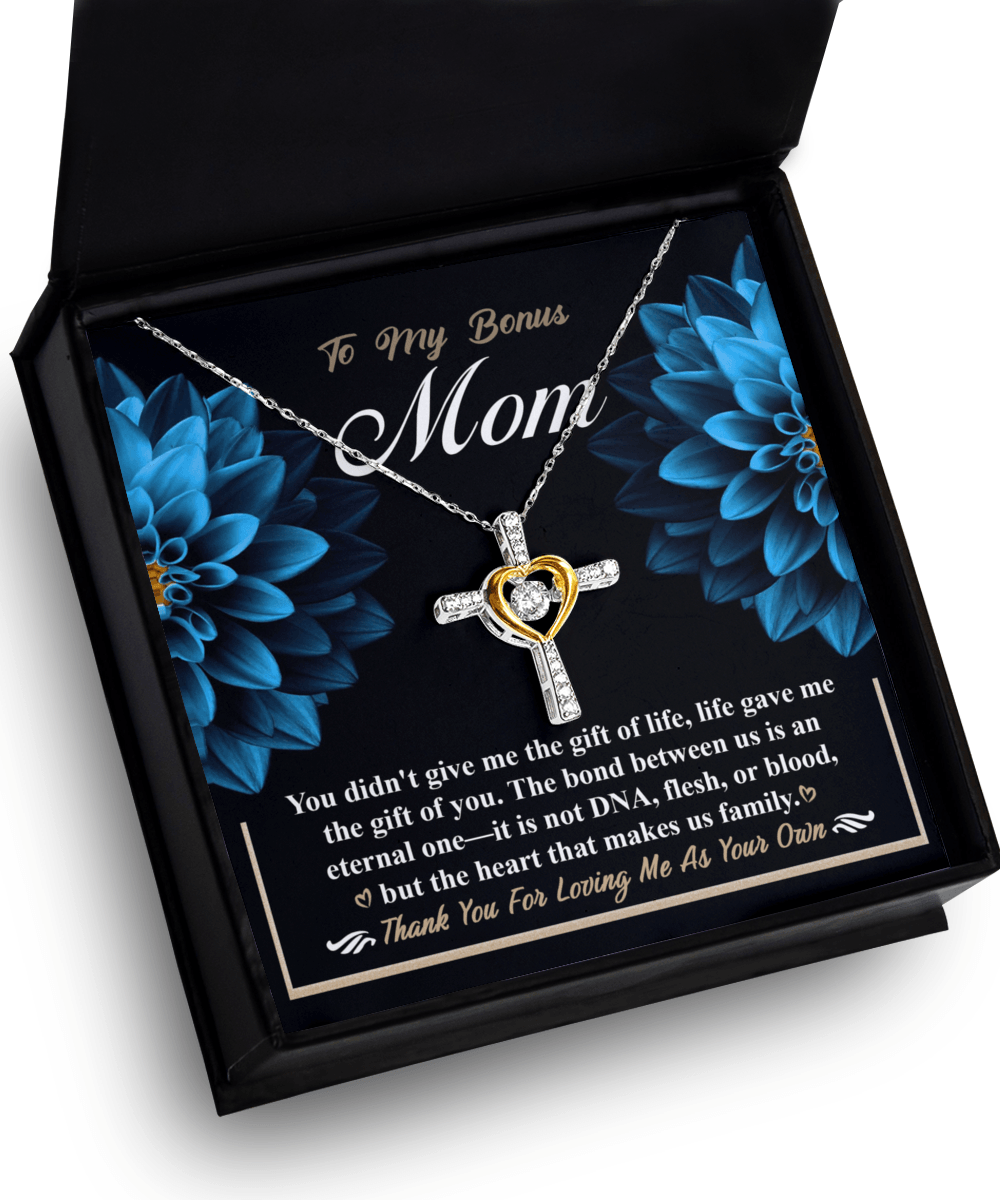 Bonus Mom Cross Pendant Necklace Thank You For Loving Me As Your Own - Mallard Moon Gift Shop