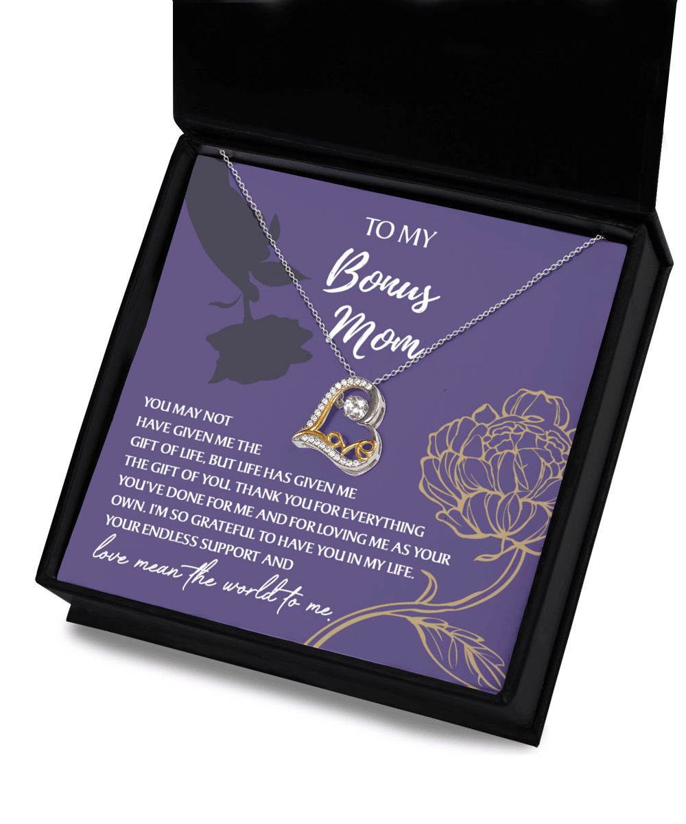 Bonus Mom Gift Thank You for Everything Heart Pendant Necklace - Mallard Moon Gift Shop
