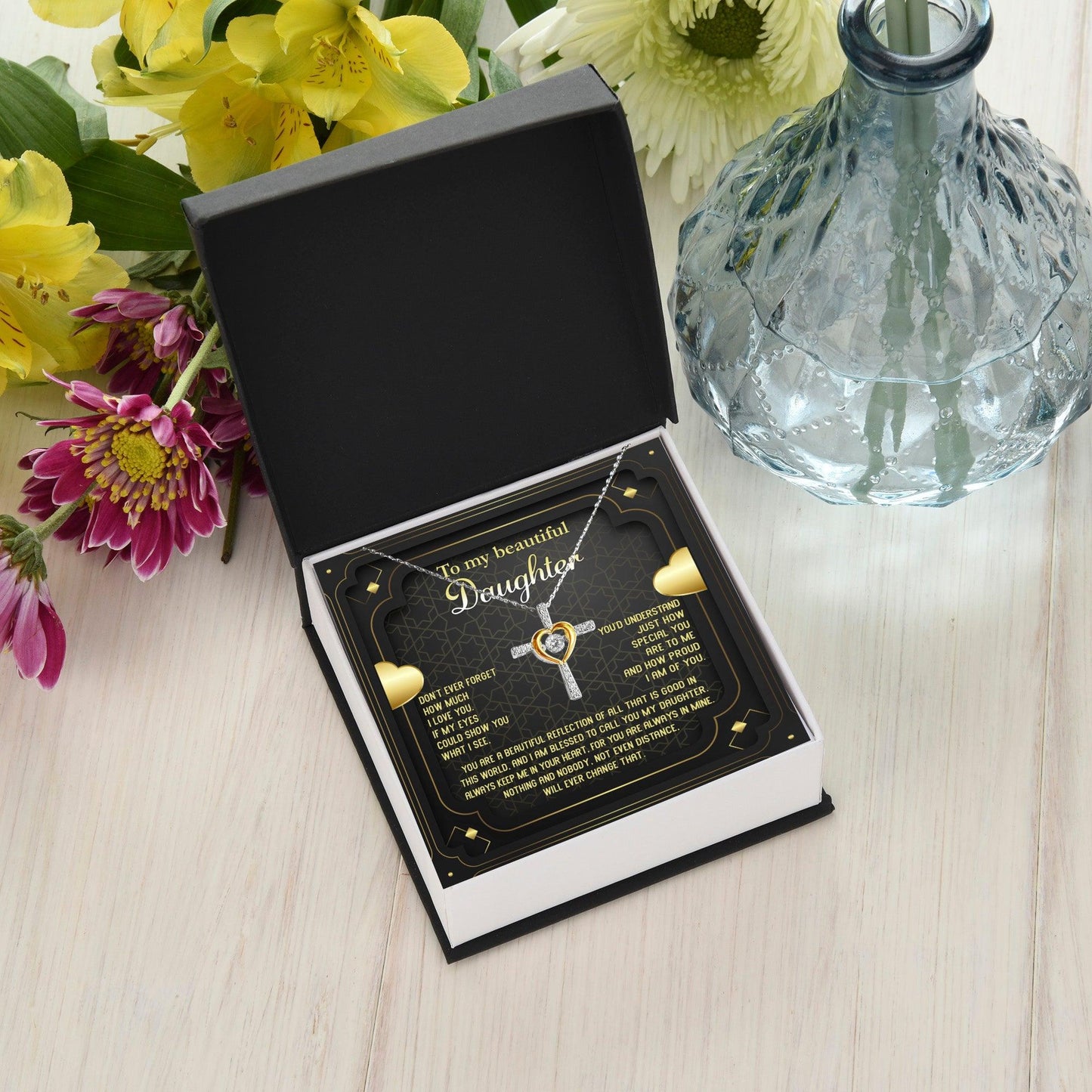 Daughter Gift for Birthday, Christmas, Graduation Beautiful Reflection Cross Pendant Necklace - Mallard Moon Gift Shop