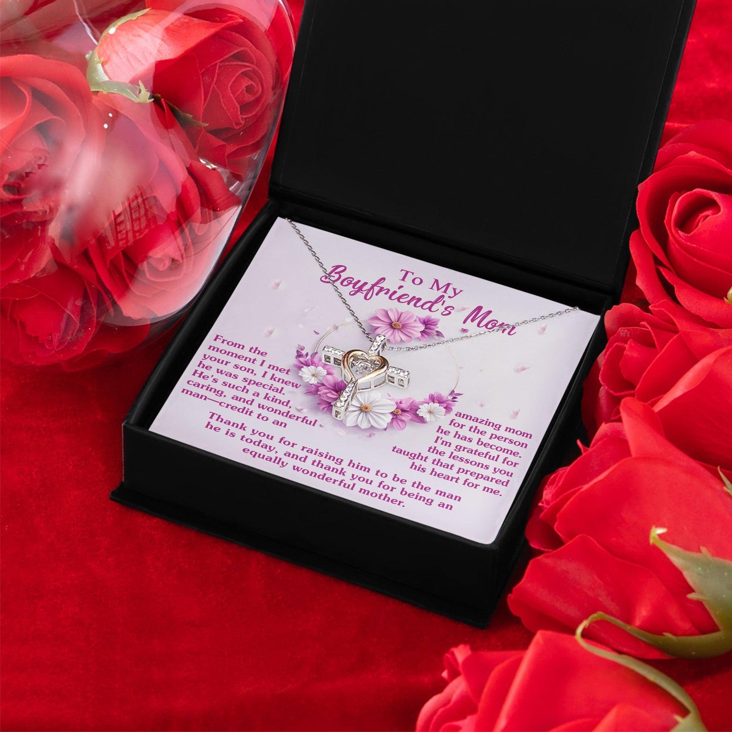 Boyfriend Mother Gift Thank You for Raising a Wonderful Man Cross Pendant Necklace - Mallard Moon Gift Shop