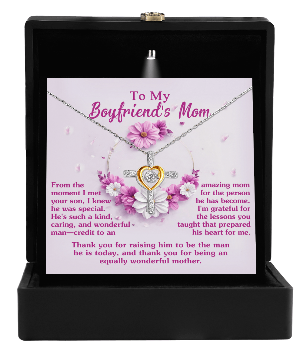 Boyfriend Mother Gift Thank You for Raising a Wonderful Man Cross Pendant Necklace - Mallard Moon Gift Shop