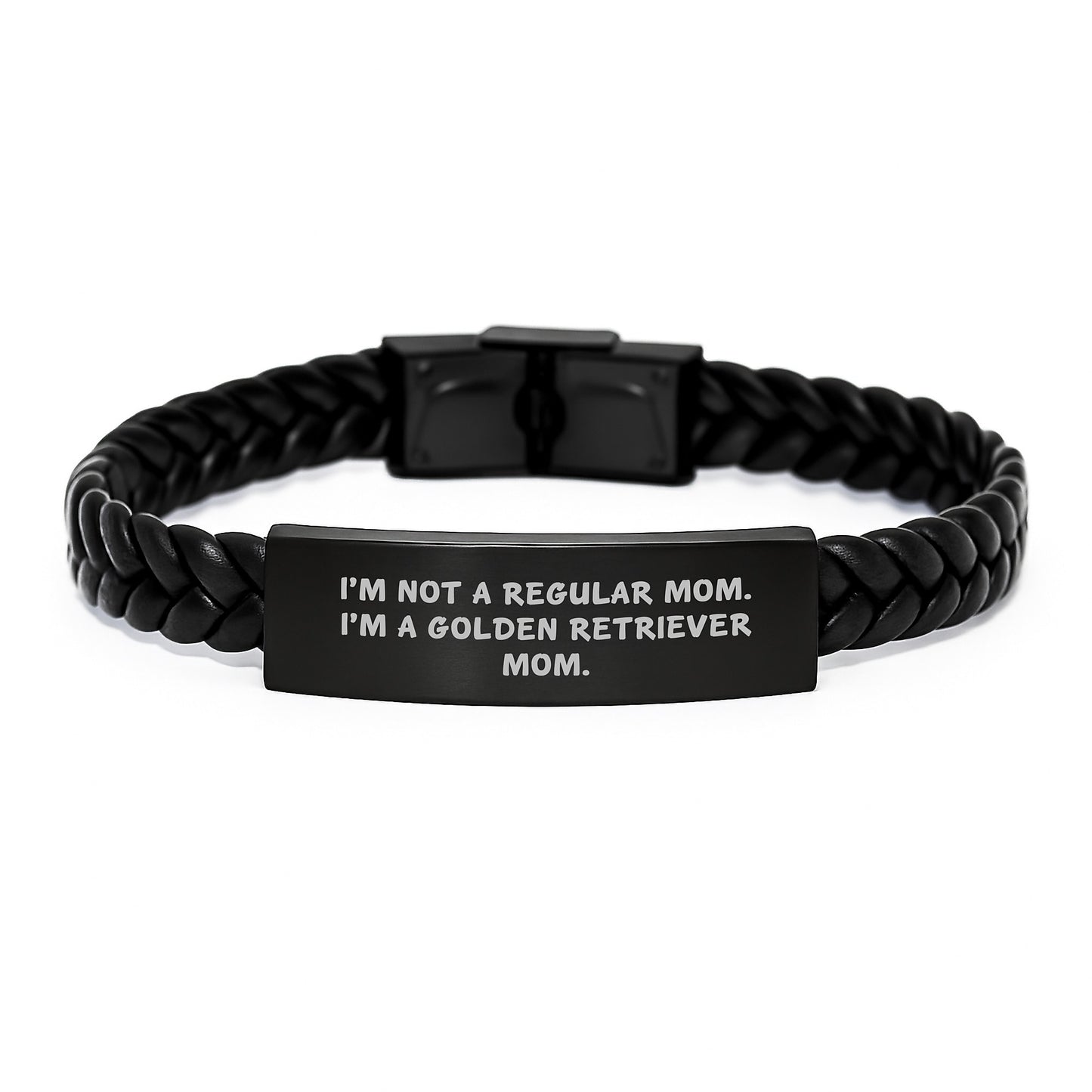 Golden Retriever Mom Funny Gifts for Men Women Family Friends on Birthday Unique Leather Bracelets with Engraved Stainless Steel - Image 1