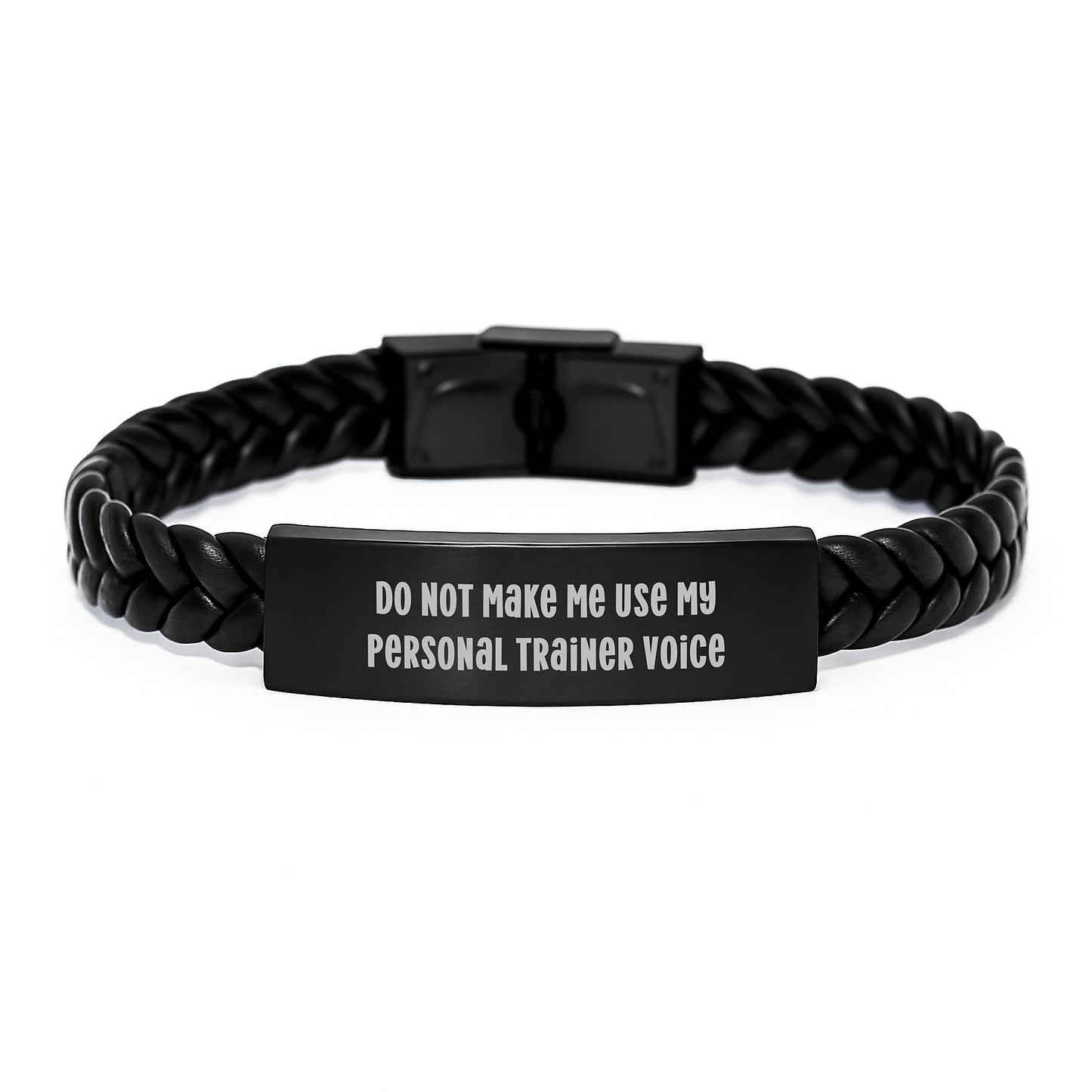 Funny Personal Trainer Gifts for Men - Christmas Unique Leather Bracelet with Interlaced Stainless Steel and PU Leather Design, Gift from Husband to Personal Trainer Friend - Image 1