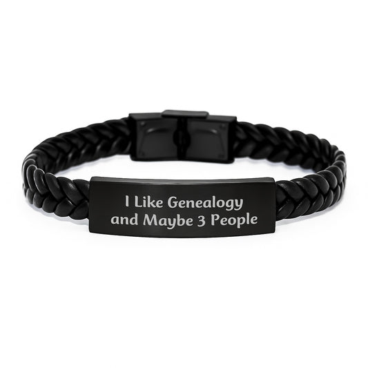 Funny Genealogy Gifts from Family for Christmas Unique Interlaced Leather Bracelet - Image 1