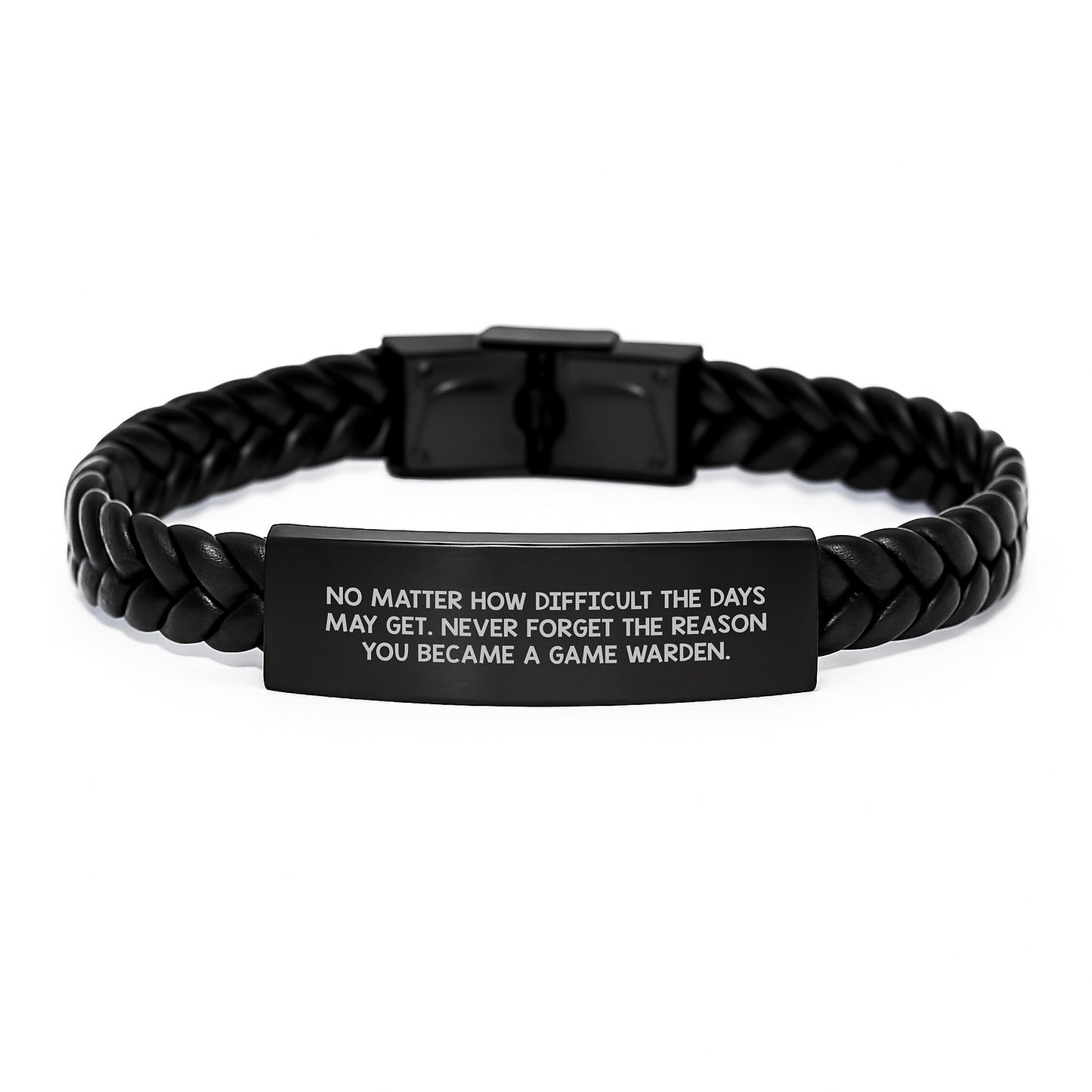 Game Warden Inspirational Gifts from Men Friends Family - Interlaced Leather Bracelet with Stainless Steel - Christmas Unique Presents for Game Wardens - Image 1