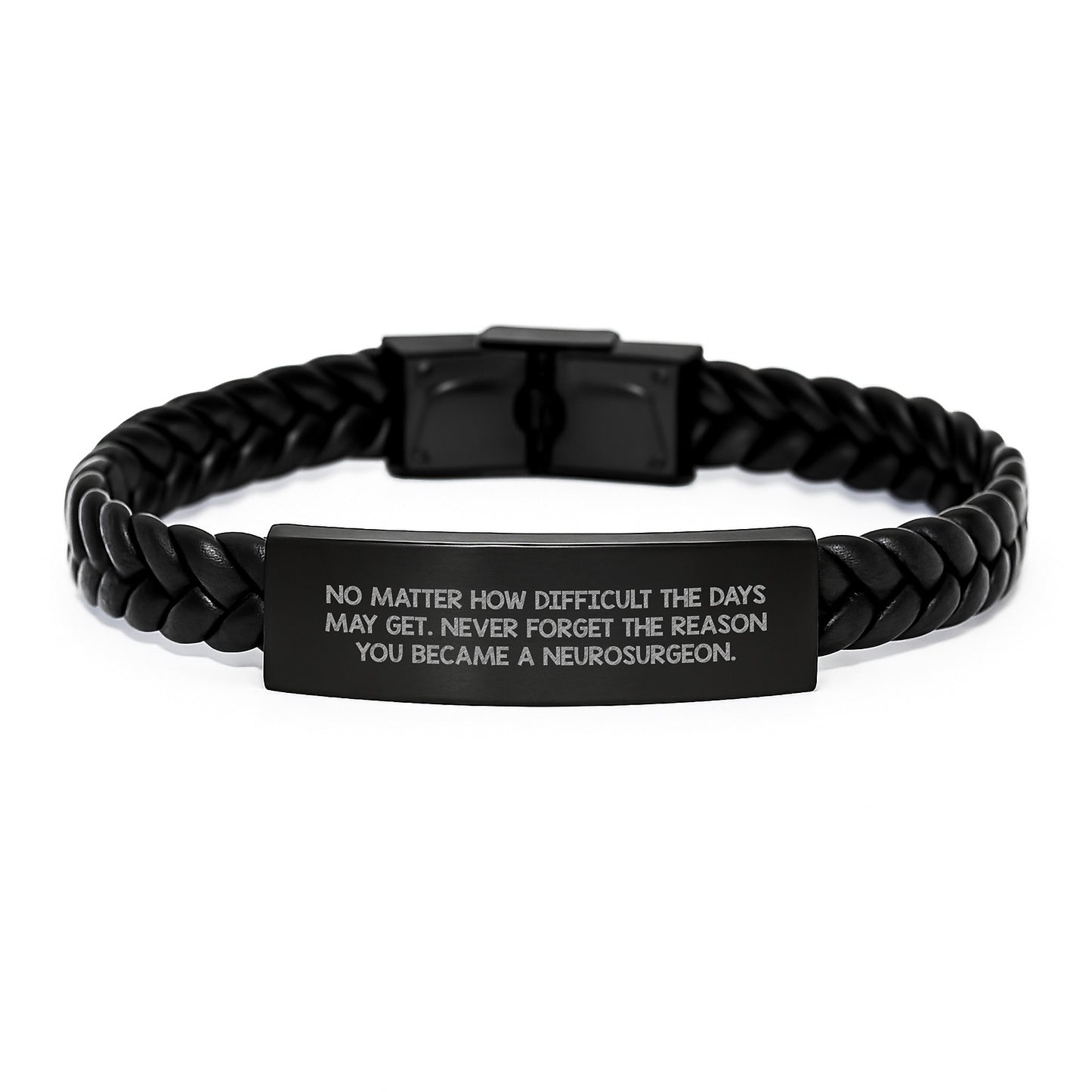 Neurosurgeon Christmas Unique Gifts from Friends - Inspirational Interlaced Leather Bracelet for Men - Never Forget Your Calling, a Heartfelt Motivational Reminder for Neurosurgeon - Image 1