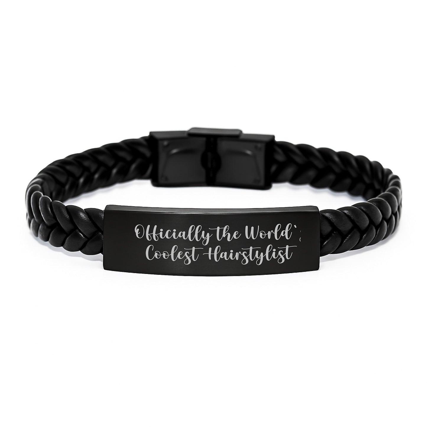 Cool Hairstylist Gifts from Friends for Men, Women, and Coworkers - Interlaced Leather Bracelet, World's Coolest Hairstylist Quote, Graduation Unique Gifts - Image 1