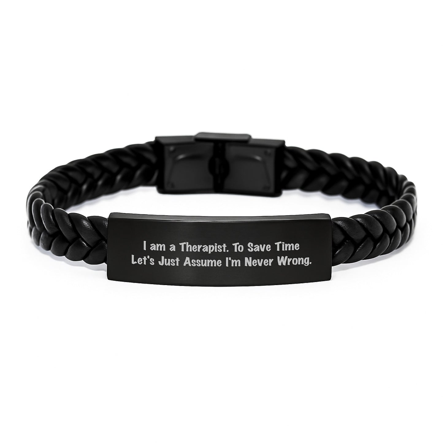 Therapist Funny Quote Interlaced Leather Bracelet Gifts from Friends for Men Women Coworkers Family Christmas Unique Presents - Image 1