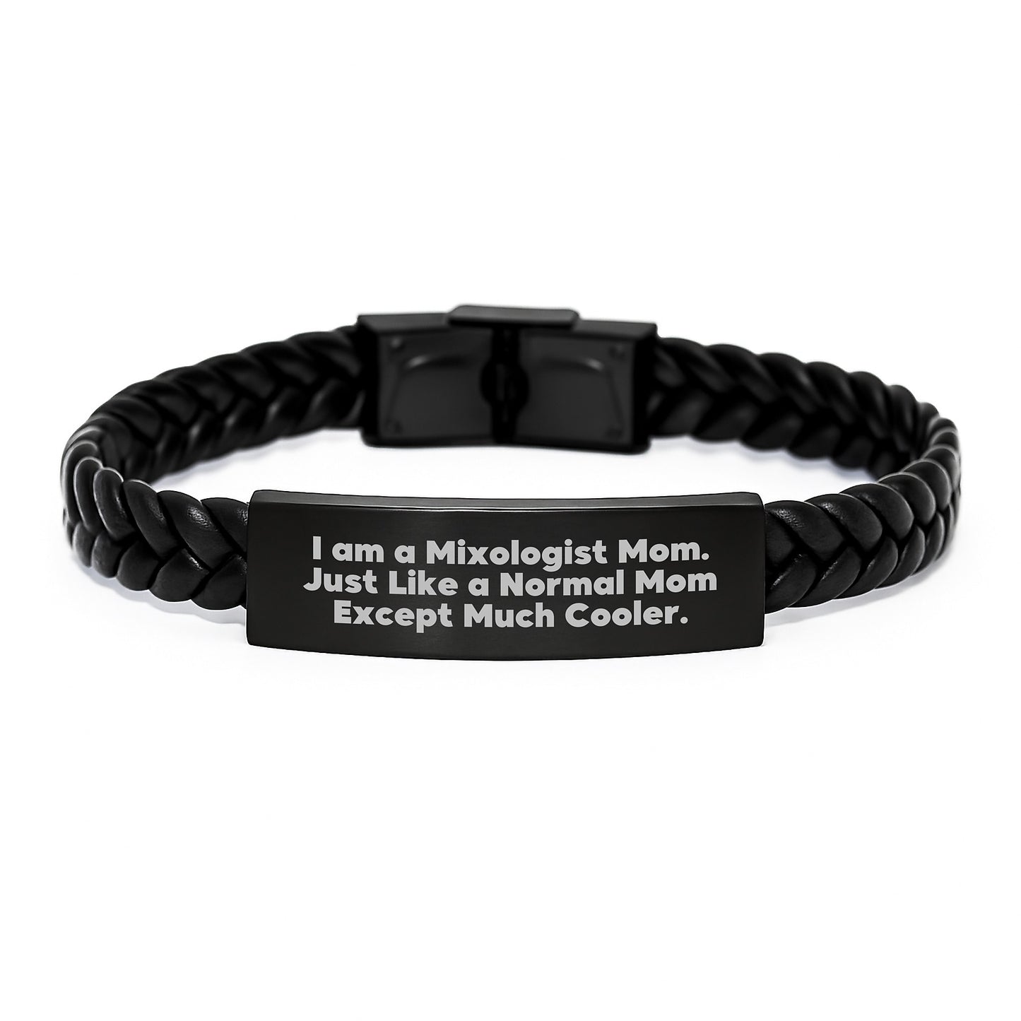 Funny Mixologist Gifts from Mom - Unique Interlaced Leather Christmas Bracelet for Women - I Am A Mixologist Mom Quotes - Image 1
