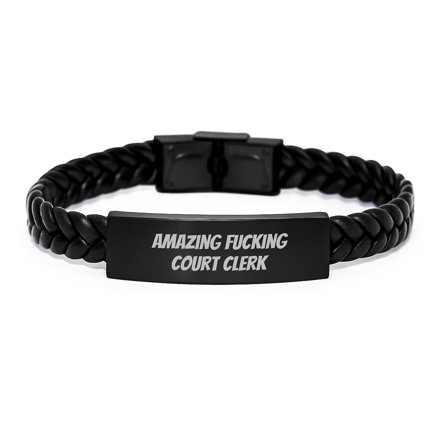 Funny Court Clerk Gifts, Amazing Court Clerk Interlaced Leather Bracelet, Graduation Unique Gifts for Court Clerk from Friends, Coworkers, Family - Image 1