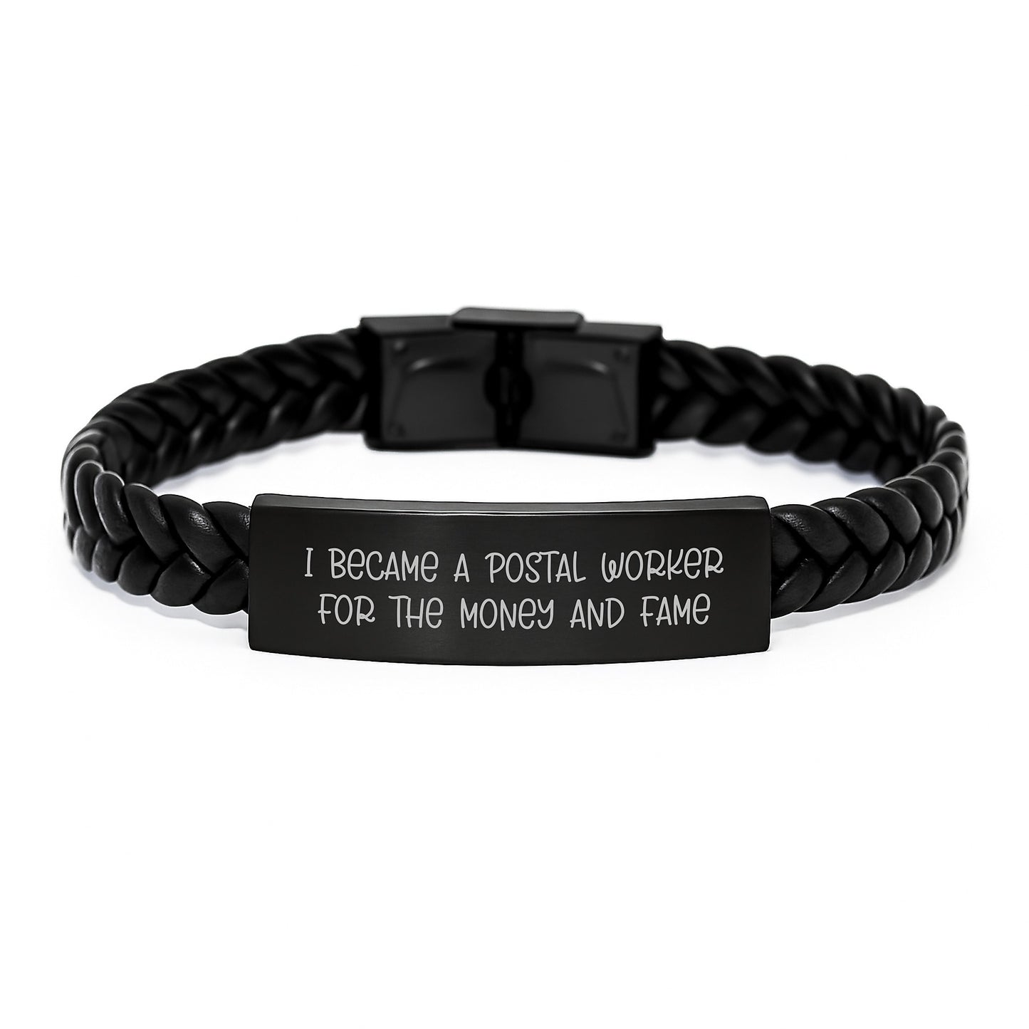 Funny Postal Worker Gifts from Friends, Birthday Unique Gifts for Postal Worker, Interlaced Leather Bracelet - Image 1