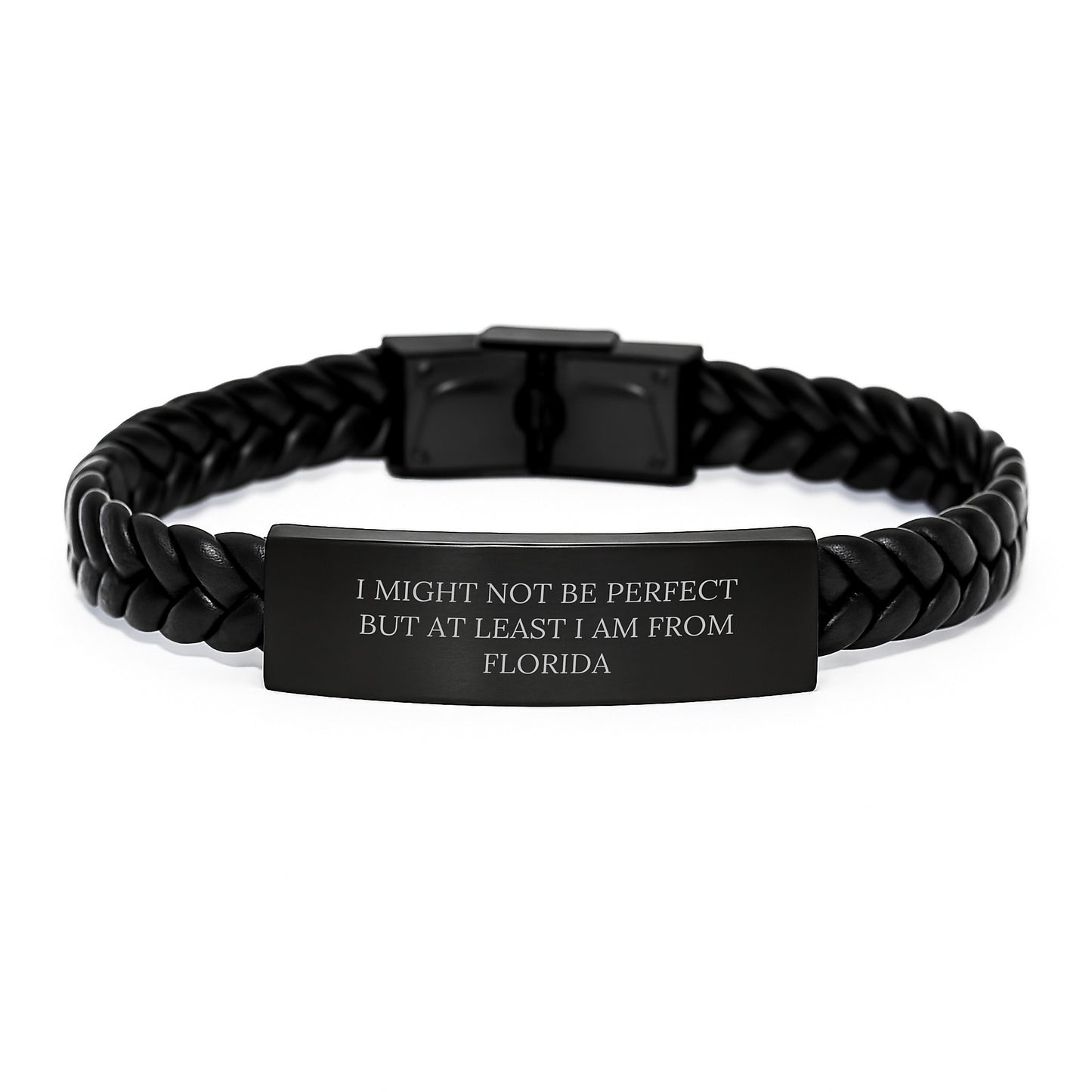 Florida Proud Interlaced Leather Bracelet, 'I Might Not Be Perfect But At Least I Am From Florida' Funny Quote, Gifts from Men to Friends, Unique Birthday Unique Gifts for Women - Image 1