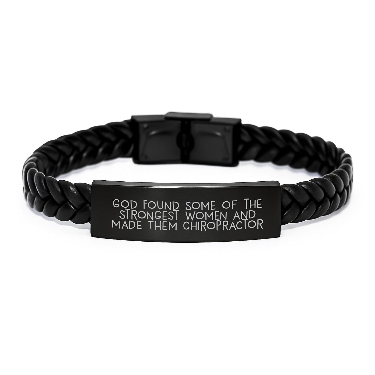 Funny Chiropractor Gifts, Interlaced Leather Bracelet for Birthday, 'God Found Some Of The Strongest Women And Made Them Chiropractor', Gifts from Women to Chiropractor Friends - Image 1