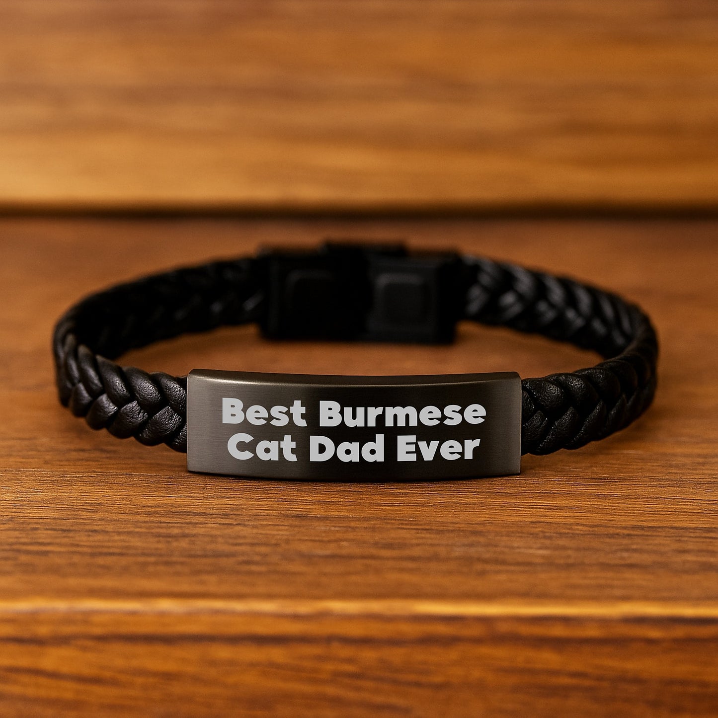 Burmese Cat Dad Gifts Funny Interlaced Leather Bracelet for Men Women Friends Family Graduation Unique Gifts from Best Burmese Cat Dad Ever - Image 2