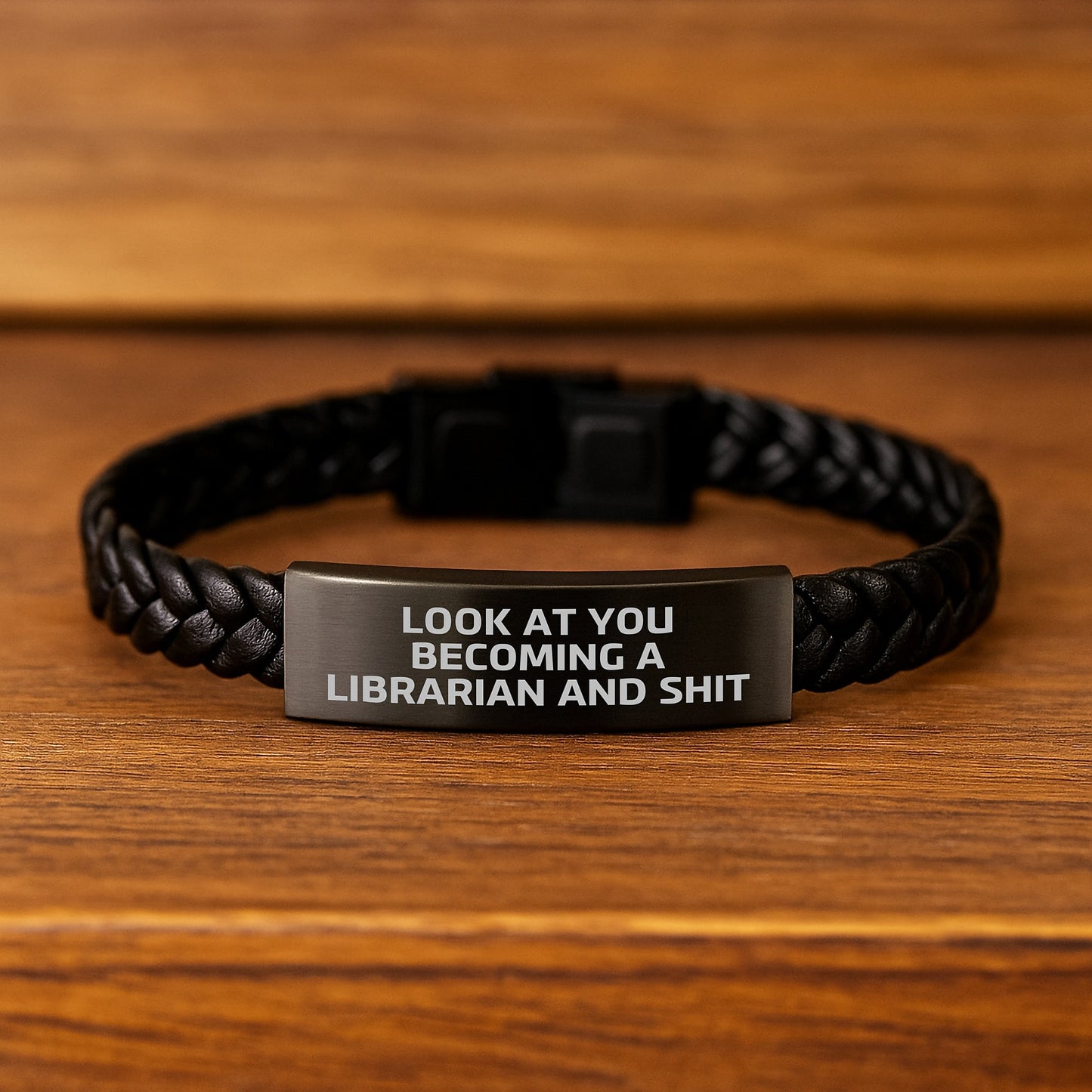 Funny Librarian Gifts, Birthday Unique Gifts from Friends to Librarian, Interlaced Leather Bracelet with Stainless Steel and PU Leather - Image 2