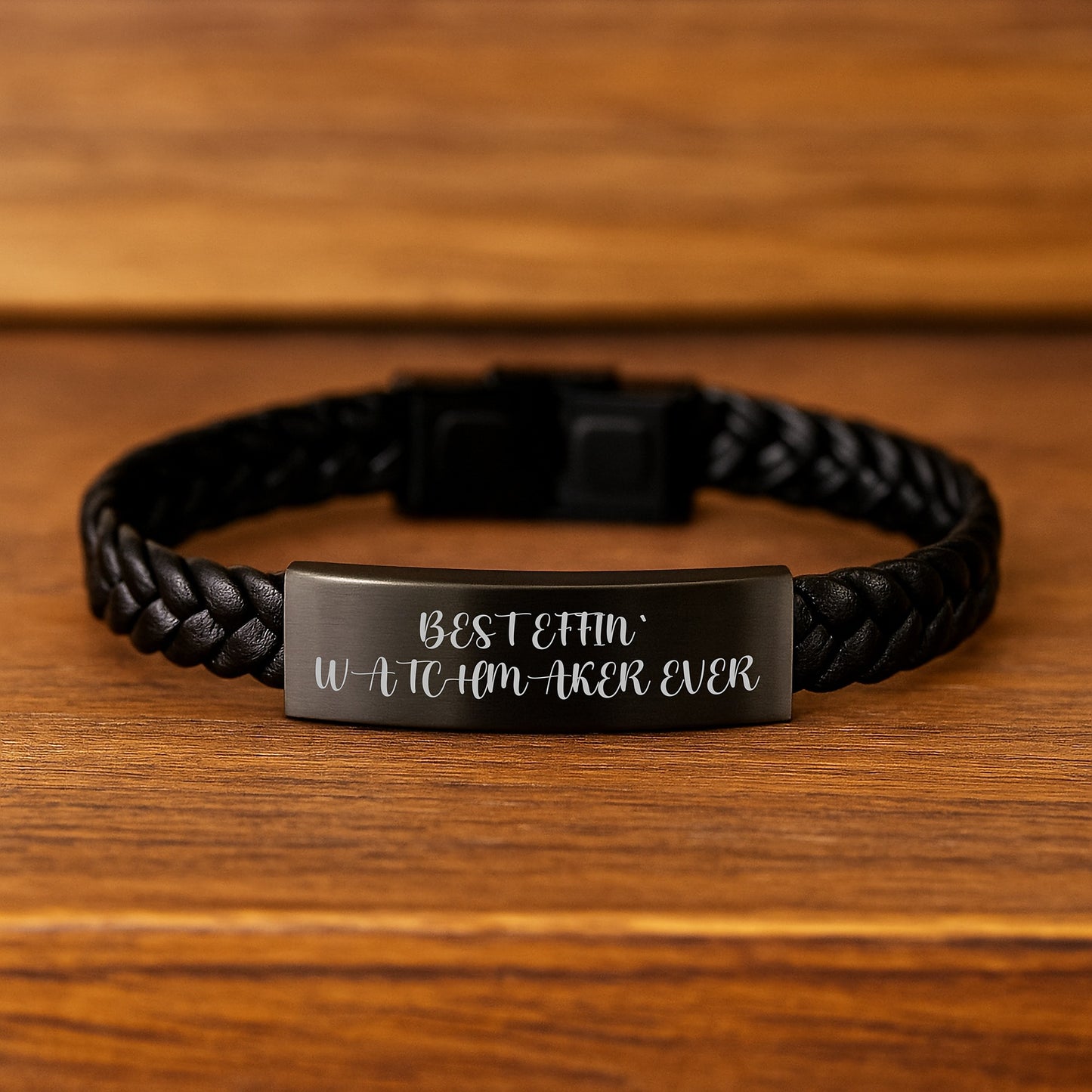 Funny Watchmaker Gifts, Best Effin' Watchmaker Ever Quote, Interlaced Leather Bracelet for Men, Women, Friends, Coworkers, Family, Graduation Unique Gifts from Watchmaker - Image 2