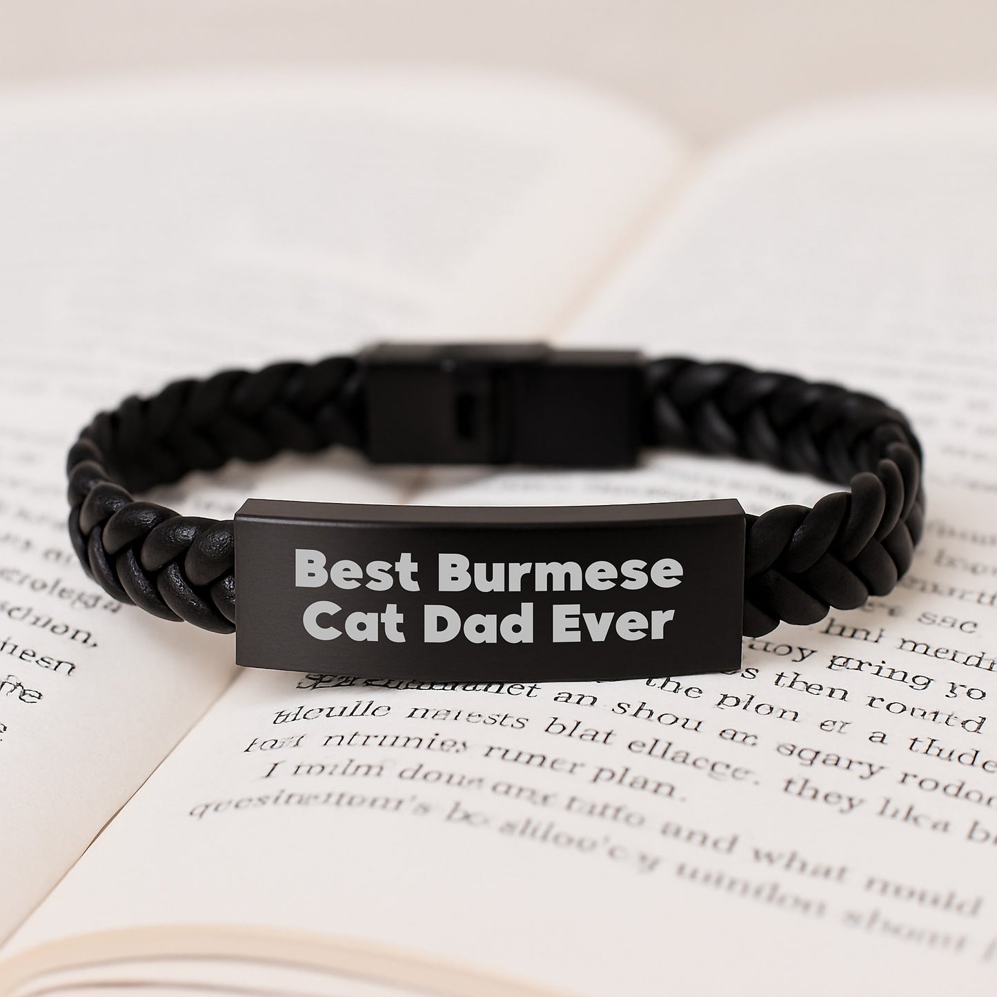 Burmese Cat Dad Gifts Funny Interlaced Leather Bracelet for Men Women Friends Family Graduation Unique Gifts from Best Burmese Cat Dad Ever - Image 3