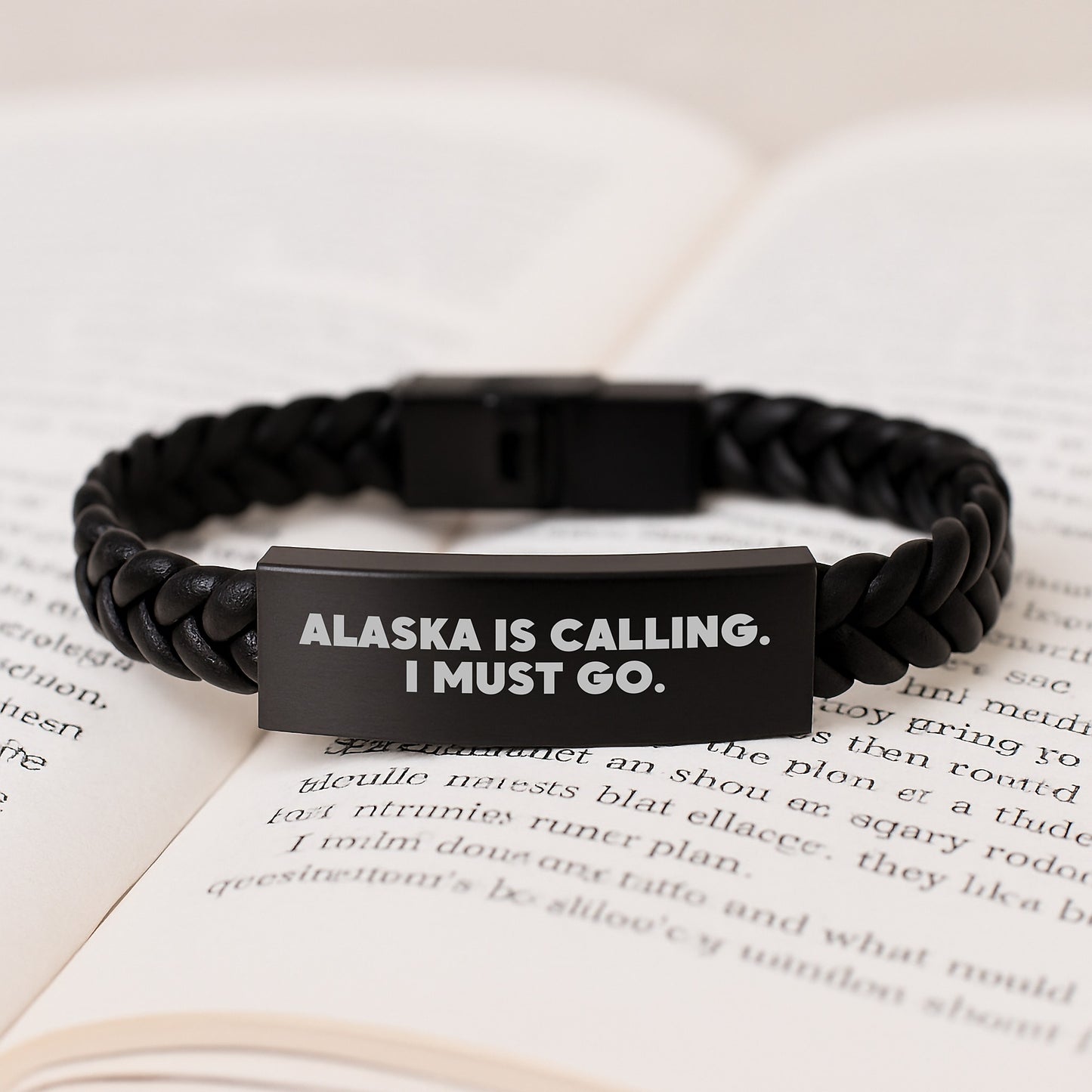 Alaska Calling Interlaced Leather Bracelet, Funny Quote Gifts from Friends, Unique Birthday Unique Gifts for Alaska Lovers, Men, Women, Family, Handmade with Stainless Steel and PU Leather - Image 3
