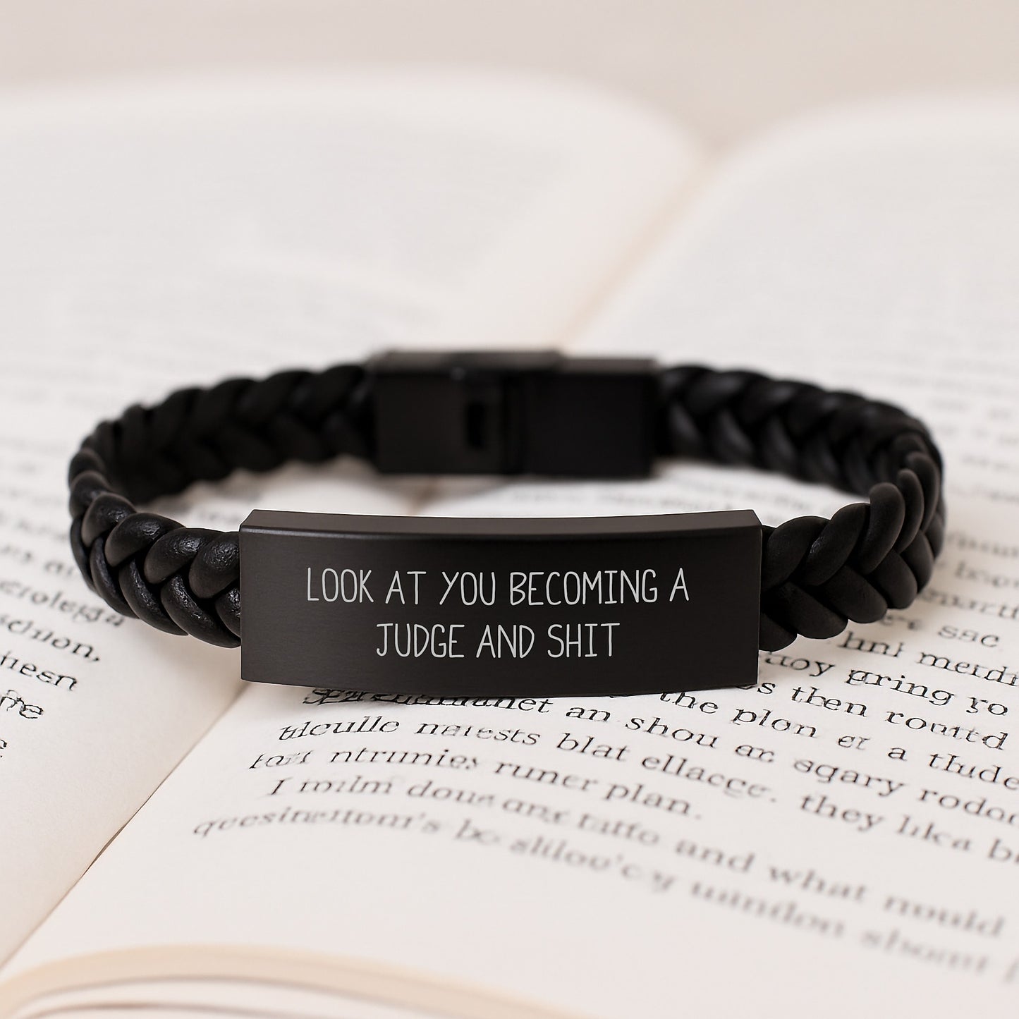 Judge Gifts for Men - Funny Interlaced Leather Bracelet with 'Look At You Becoming A Judge And Shit' Quote, Gifts from Friends, Birthday Unique Gifts for Judge - Image 3