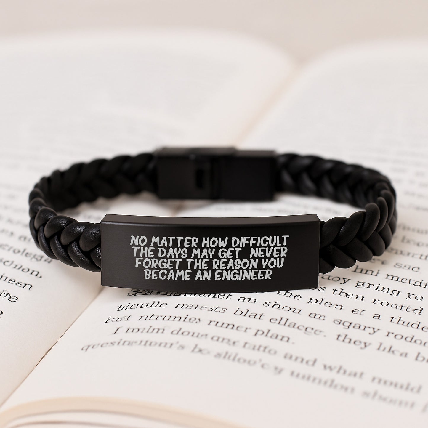 Engineer Inspirational Gifts from Friends for Christmas Unique Leather Interlaced Bracelet with Stainless Steel - Image 3