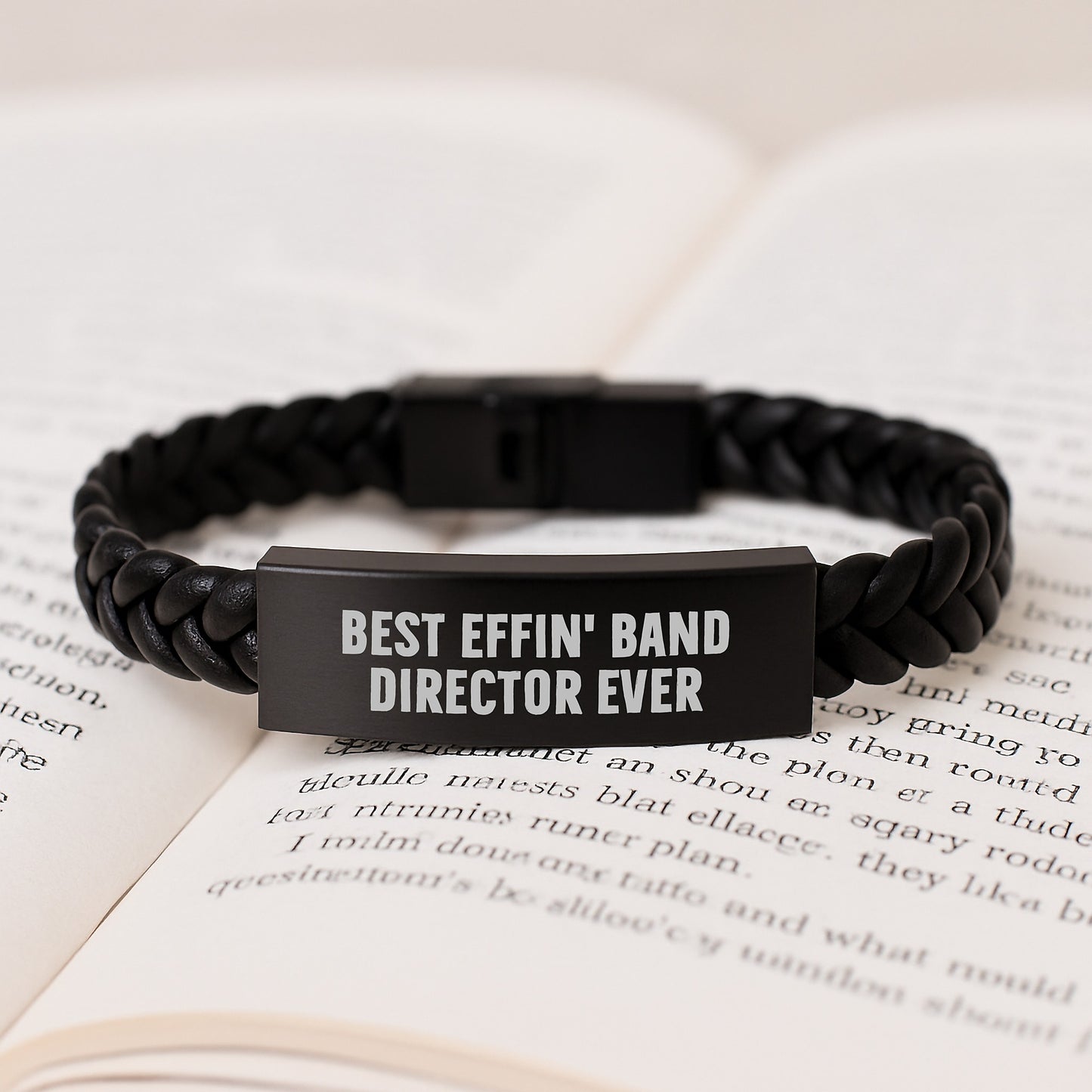 Funny Band Director Gifts, Christmas Unique Presents for Men, Best Effin' Band Director Ever Interlaced Leather Bracelet - Image 3