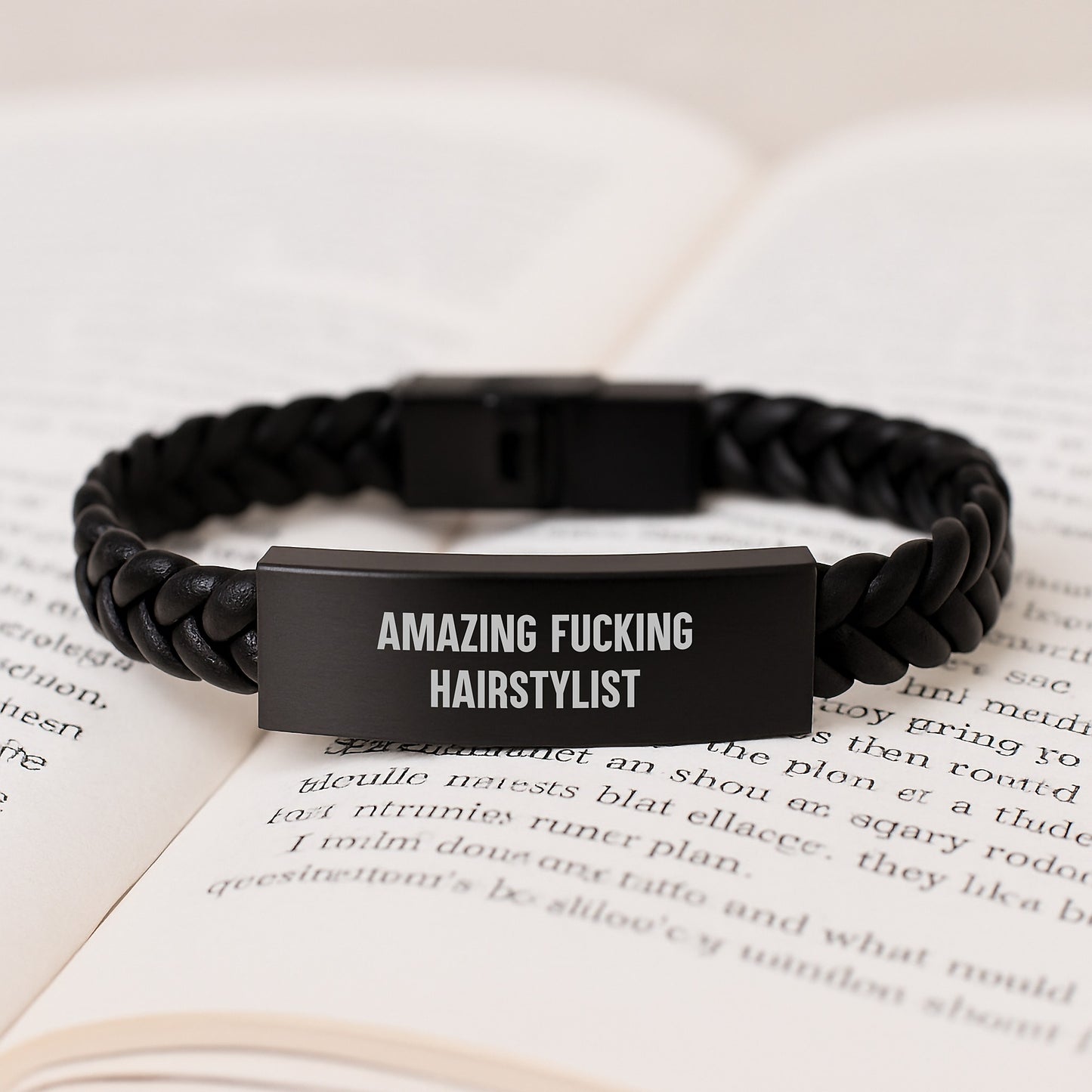 Hairstylist Gifts, Amazing 'F--king' Quote, Interlaced Leather Bracelet for Graduation, Gifts from Friends to Hairstylist, Unique Graduation Gifts for Hairstylist - Image 3