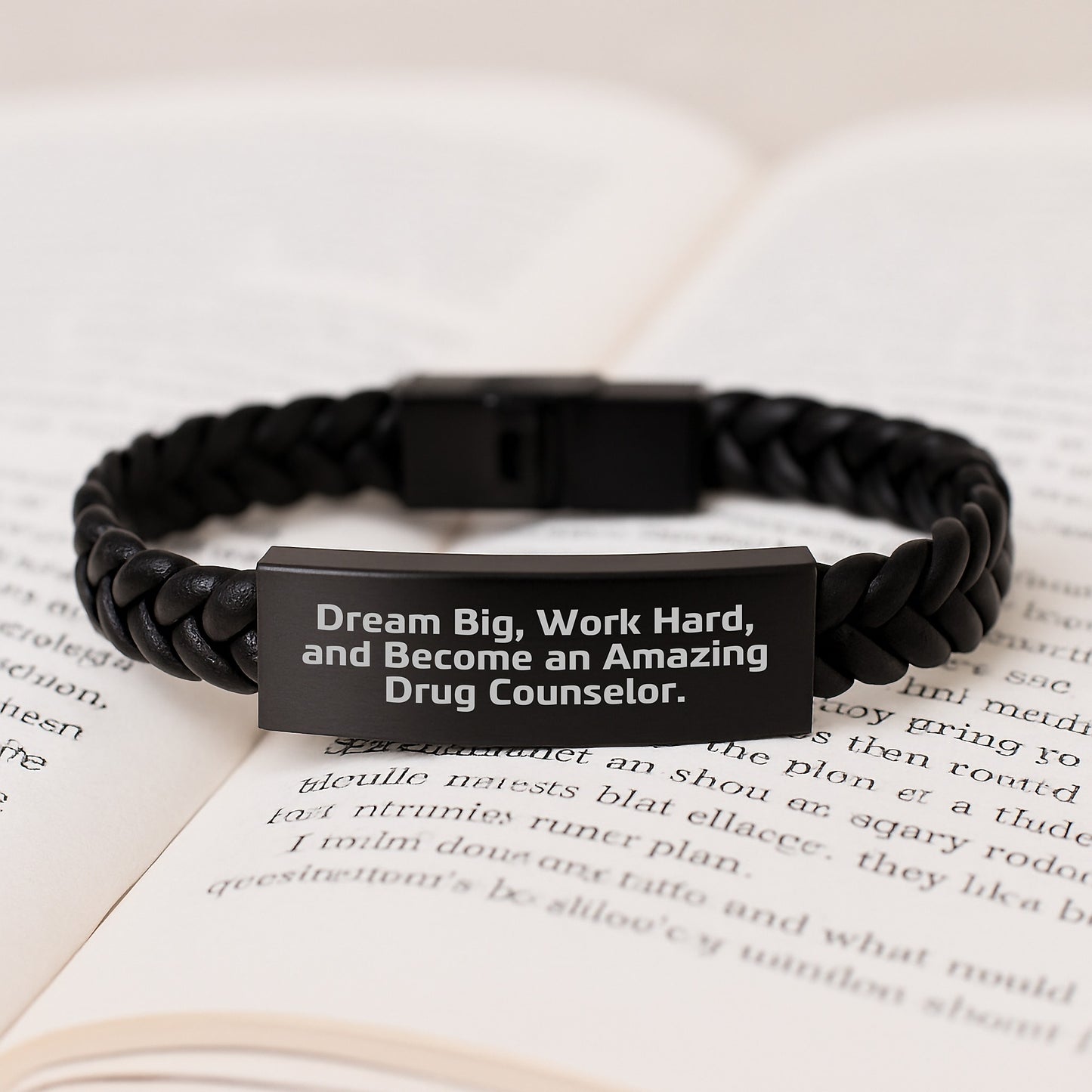 Drug Counselor Gifts - Inspirational Interlaced Leather Bracelet, 'Dream Big, Work Hard, And Become An Amazing Drug Counselor.' Gifts from Friends, Coworkers, Family, Gifts for Drug Counselor - Image 3