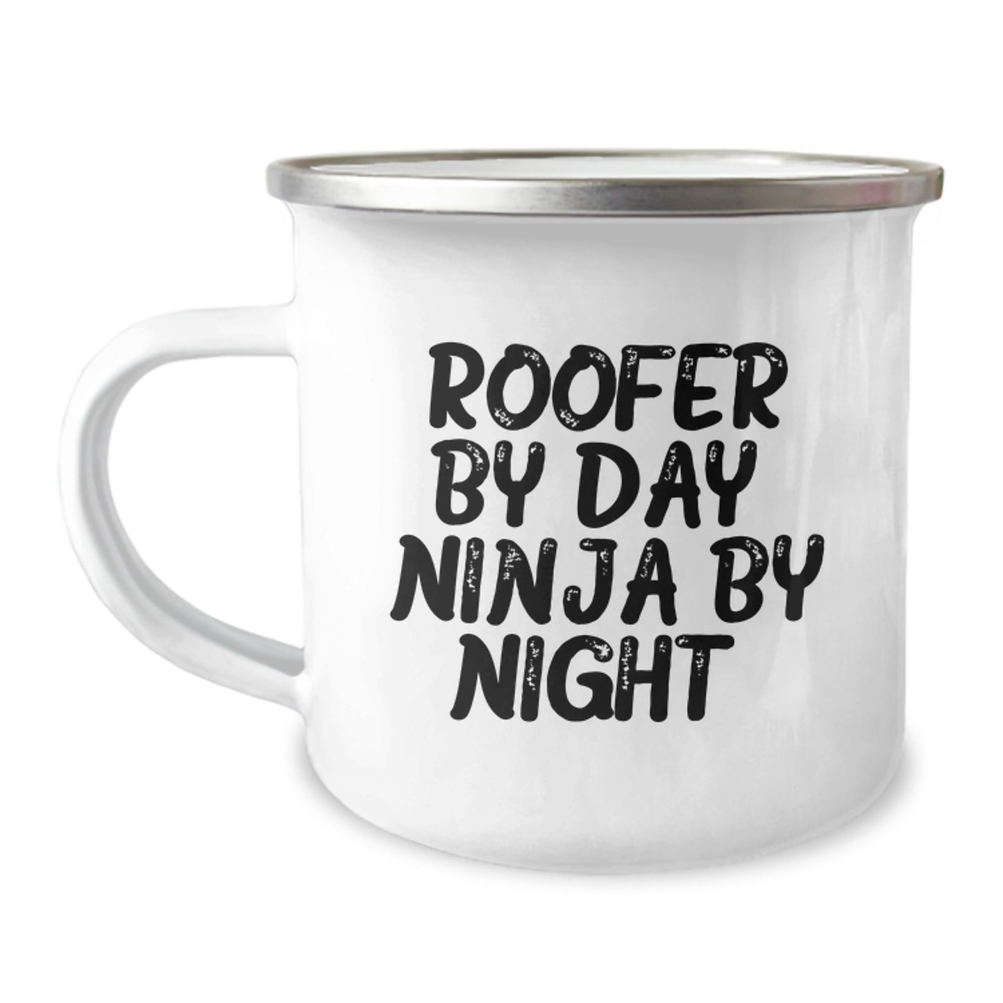 Roofer Gifts from Men, Roofer By Day Ninja By Night Funny Graduation Unique Gifts, Camping Mug for Roofer, 12 oz Stainless Steel with Enamel Finish - Image 1