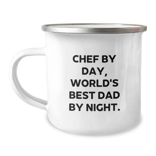 Chef By Day, World's Best Dad By Night. Funny Graduation Gifts for Chef Men, Camping Mug for Chef Friends, Unique Gifts from Mom, Dad, or Family - Image 1