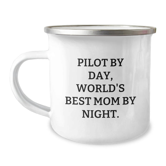 Pilot's Daily Fuel, World's Best Mom's Nighttime Cheer, 12 oz Camping Mug for Graduation Gifts from Family, Friends or Coworkers - Image 1