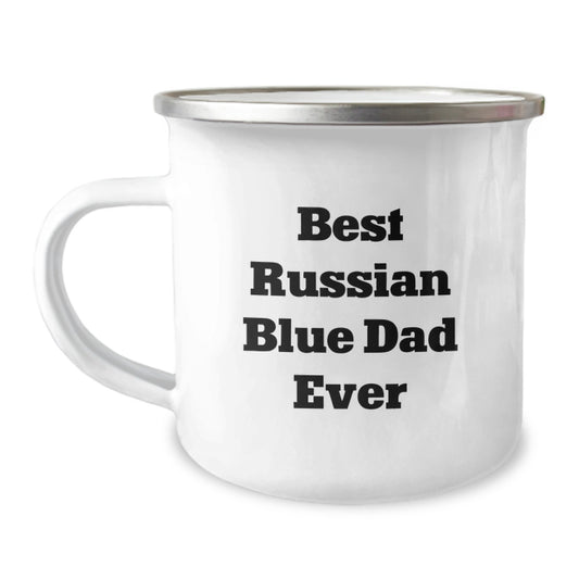 Russian Blue Cat Lover's Camping Mug, Best Dad Ever, Graduation Unique Gifts from Men to Russian Blue Cat Owners - Image 1