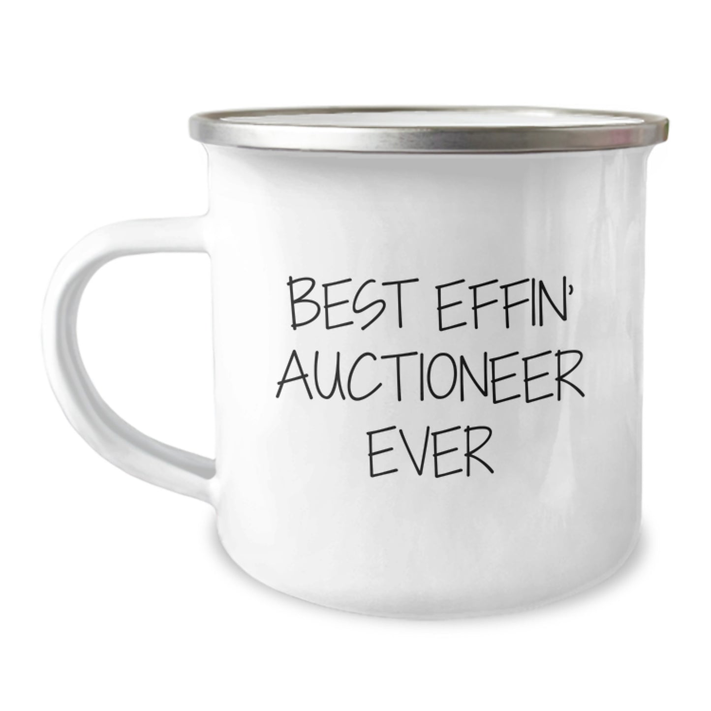 Auctioneer Gifts for Men Friends - Funny 'Best Effin' Auctioneer Ever' Camping Mug Stainless Steel Enamel Finish 12 oz Unique Christmas Unique Gifts from Friends - Image 1