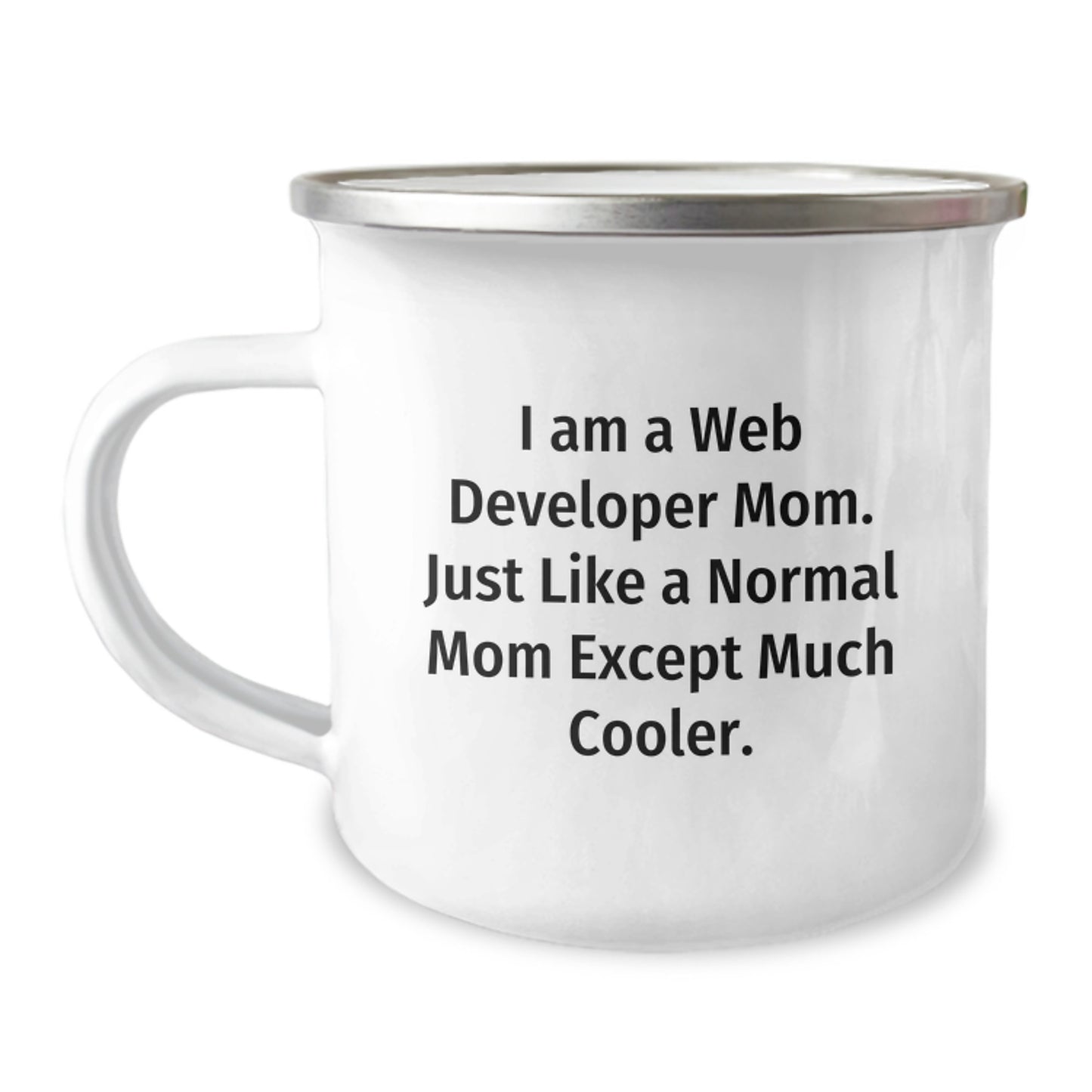 Web Developer Mom's Cool Camping Mug, Gifts from Family to Web Developer Grad, 'I Am A Web Developer Mom' - Image 1