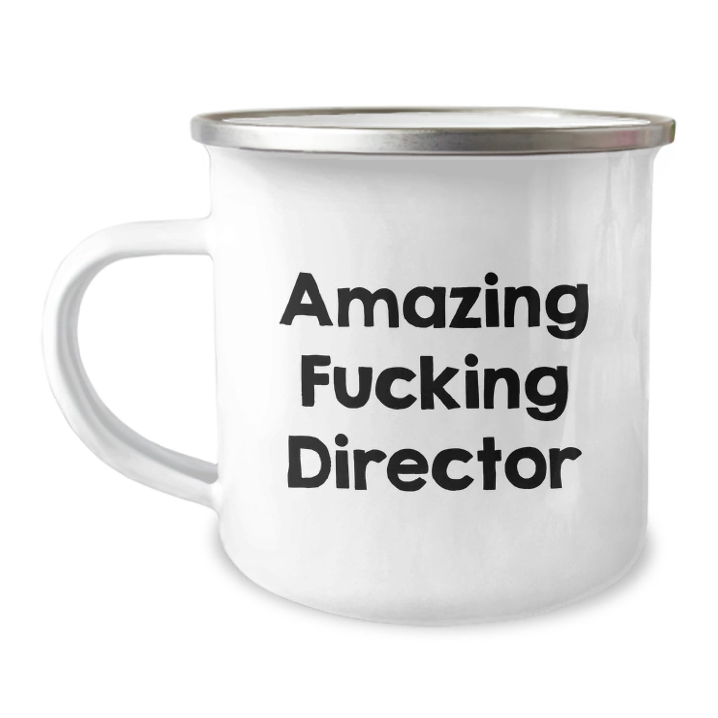 Funny Director Gifts for Camping Mug - 'Amazing F--king Director' - Unique Graduation Presents with Enamel Finish for Men, Women, Friends, Coworkers, Family - Image 1