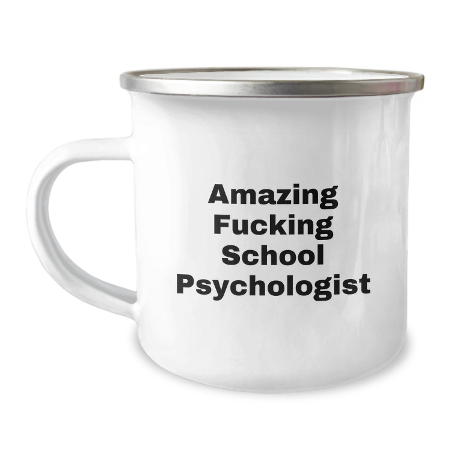 Funny School Psychologist Gifts from Friends - Christmas Unique Mugs for School Psychologist Coworkers - 'Amazing F--king School Psychologist' Quote on Camping Mugs - Image 1