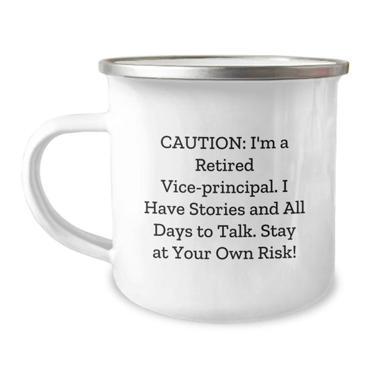 Vice-Principal Graduation Gifts from Friends - Funny Camping Mug for Men, Unique and Humorous Quote, 12 oz Capacity, Stainless Steel with Enamel Finish, Perfect for Coworkers, Family, or Women - Image 1