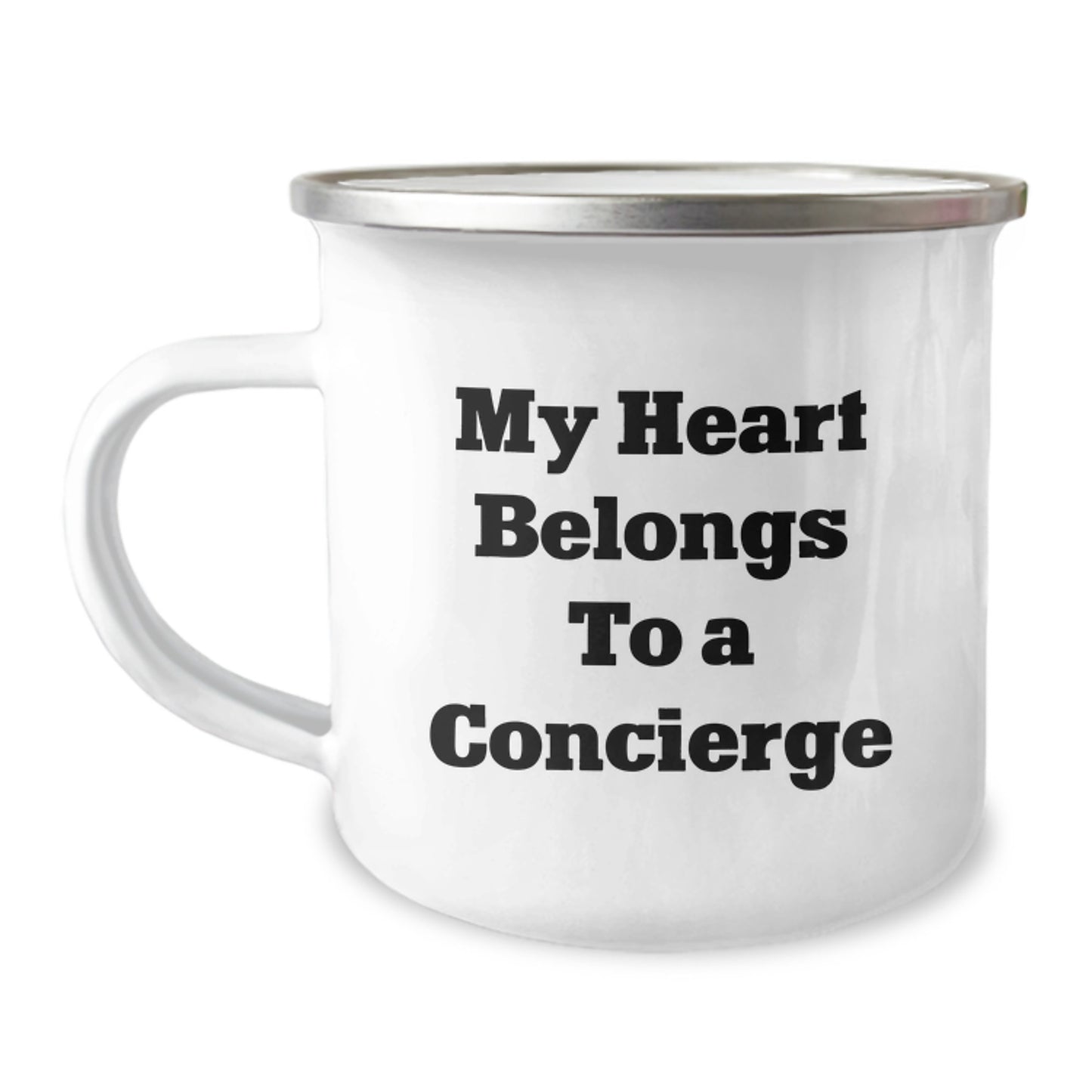 Concierge Gifts for Him, My Heart Belongs To A Concierge Funny Camping Mug for Graduation, Gifts from Men to Friends and Family - Image 1