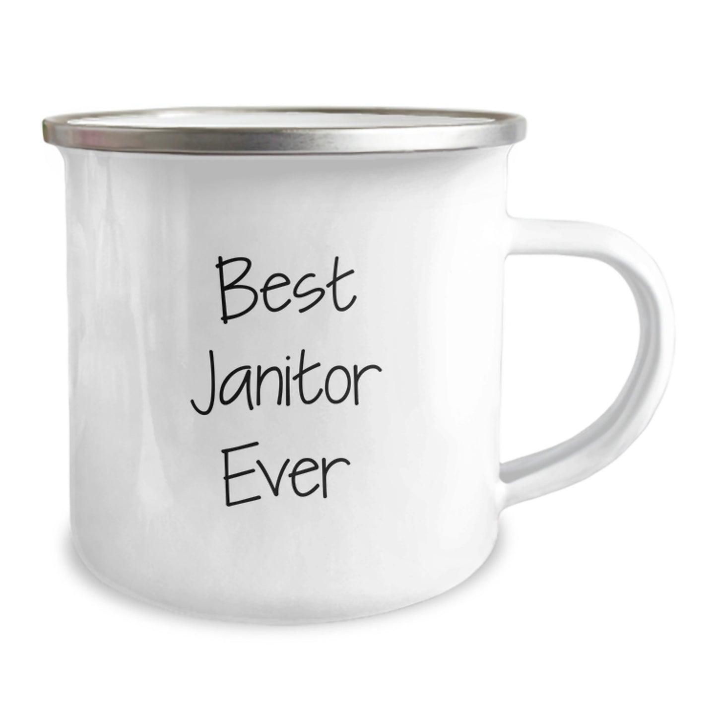 Funny Janitor Quotes Camping Mug, Gifts from Friends and Family for Janitor's Graduation, Best Janitor Ever 12 oz Stainless Steel Mug - Image 2