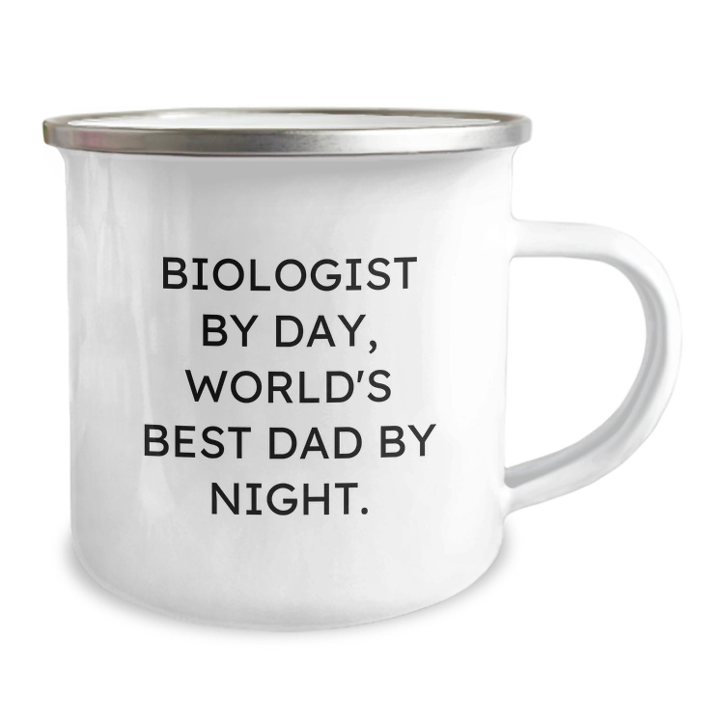 Funny Biologist Gifts for Men, World's Best Dad Camping Mug for Graduation, 'Biologist By Day, World's Best Dad By Night.' Quote, 12 oz Stainless Steel Mug - Image 2