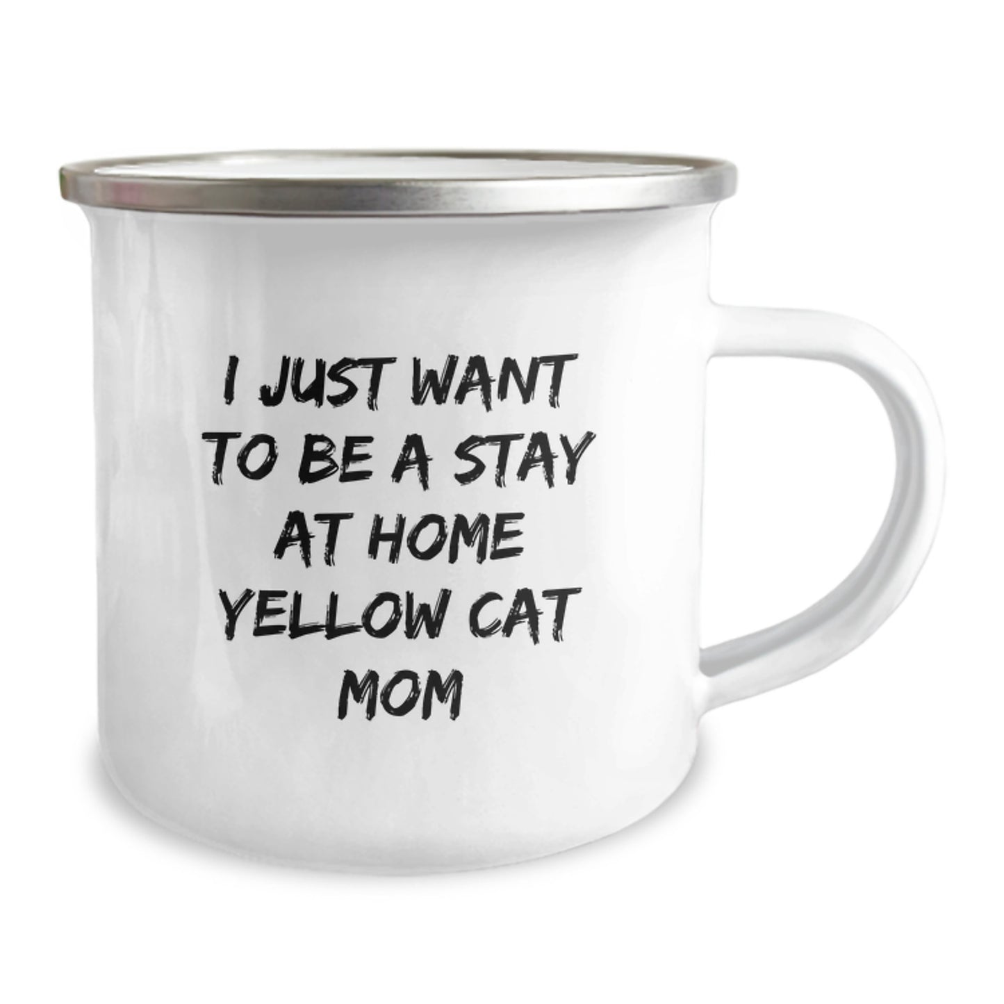 Funny Yellow Cat Mom Gifts from Friends to Family on Birthday - 'I Just Want To Be A Stay At Home Yellow Cat Mom' Quote on Camping Mug - Image 2