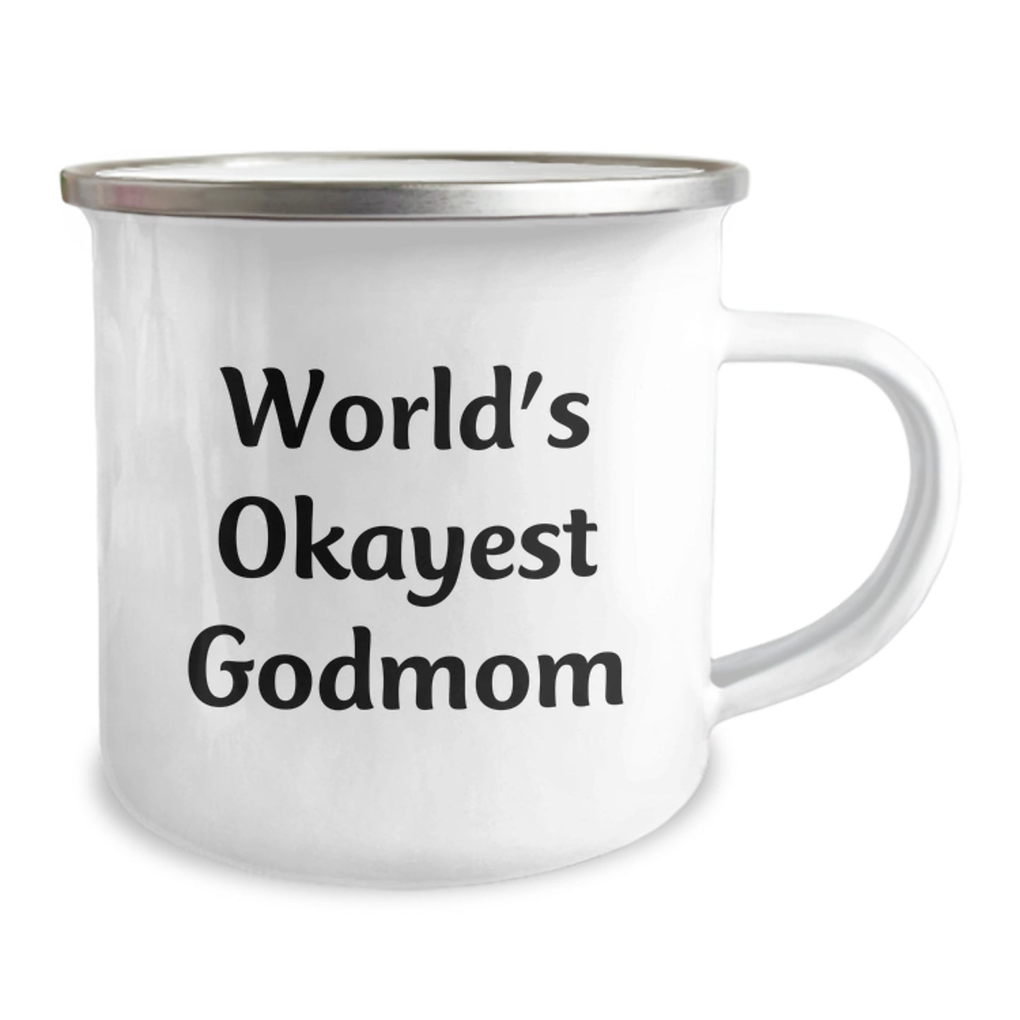 Funny Godmom Gifts from Family - World's Okayest Godmom Camping Mug, Unique Christmas - Image 2