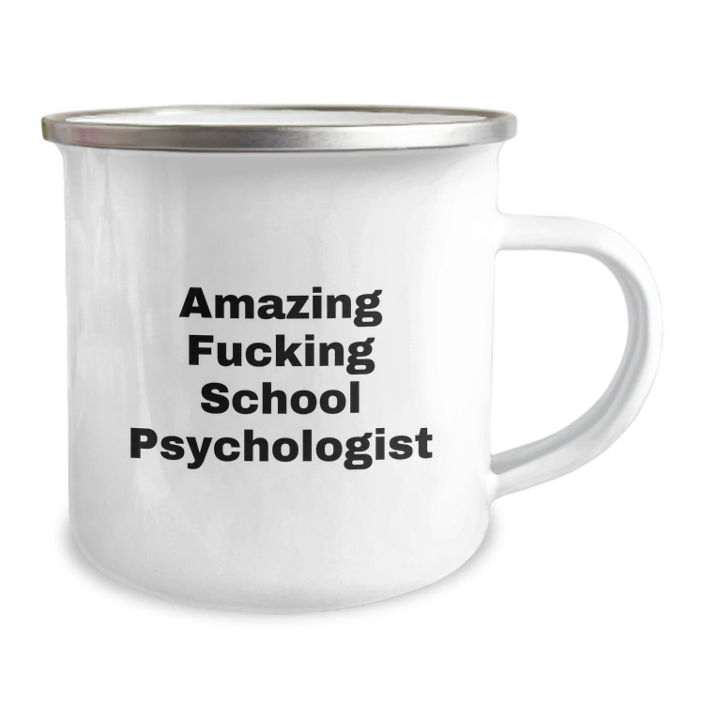Funny School Psychologist Gifts from Friends - Christmas Unique Mugs for School Psychologist Coworkers - 'Amazing F--king School Psychologist' Quote on Camping Mugs - Image 2